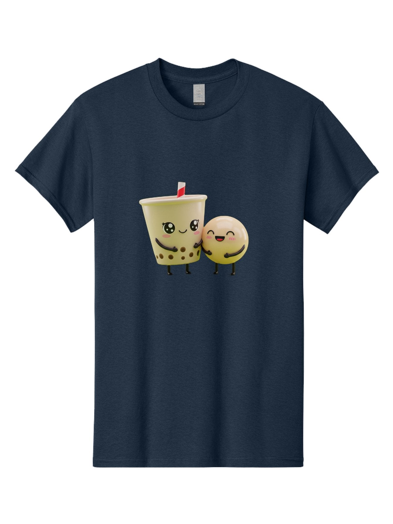 Boba-Friends Men'S Graphic Tee, 100% Cotton, Comfortable Casual Summer Wear, Machine Washable, Boba Tea, Milk Tea, Cartoon Characters, Smiling Faces, Happy Boba, Tea Lovers, Bubble Tea, Cute Illustrations, Friendly Duo, Bubble Tea Culture, Bac648 10