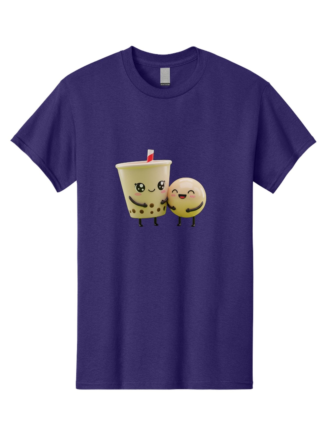 Boba-Friends Men'S Graphic Tee, 100% Cotton, Comfortable Casual Summer Wear, Machine Washable, Boba Tea, Milk Tea, Cartoon Characters, Smiling Faces, Happy Boba, Tea Lovers, Bubble Tea, Cute Illustrations, Friendly Duo, Bubble Tea Culture, Bac648 14