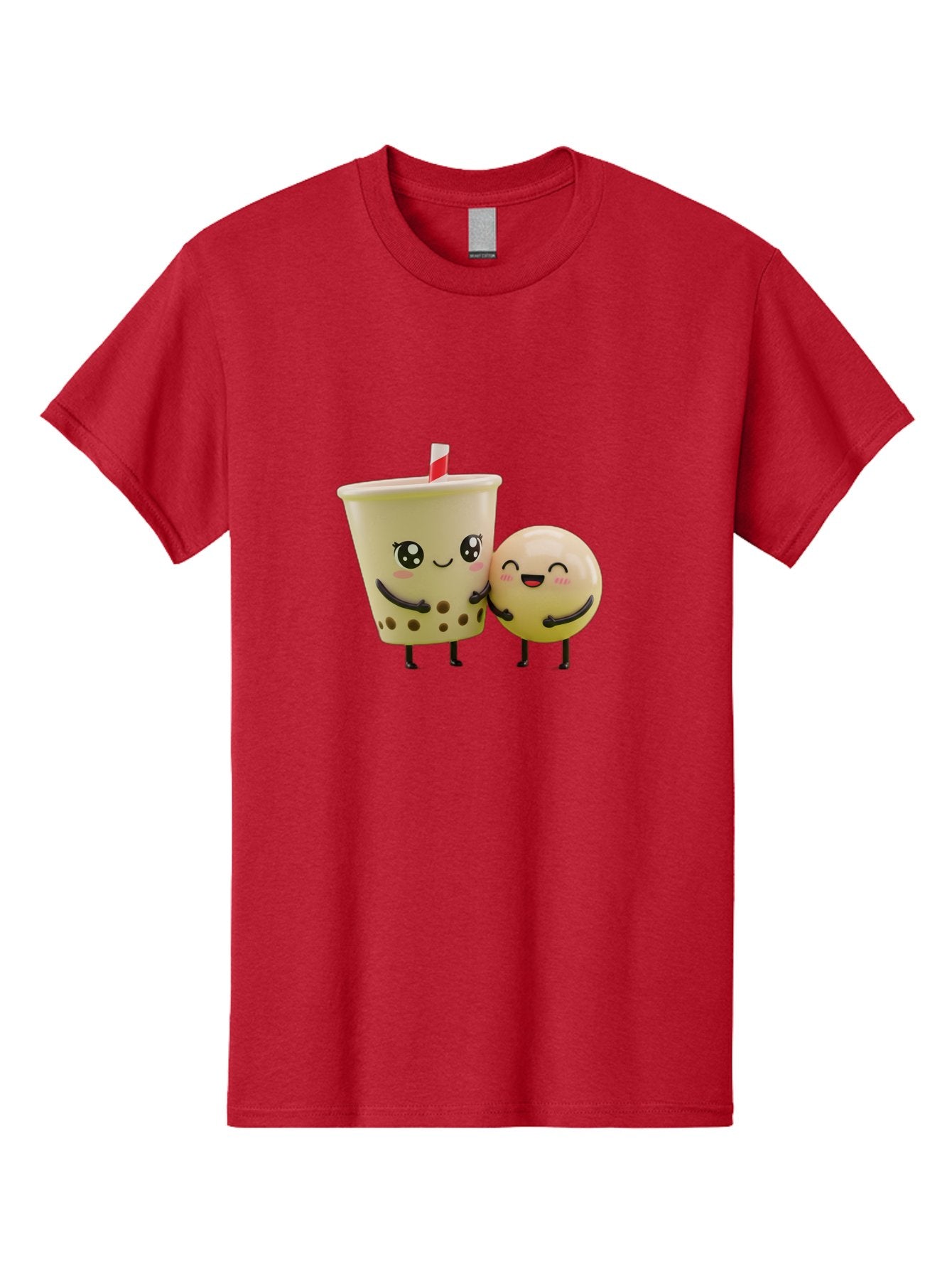 Boba-Friends Men'S Graphic Tee, 100% Cotton, Comfortable Casual Summer Wear, Machine Washable, Boba Tea, Milk Tea, Cartoon Characters, Smiling Faces, Happy Boba, Tea Lovers, Bubble Tea, Cute Illustrations, Friendly Duo, Bubble Tea Culture, Bac648 5