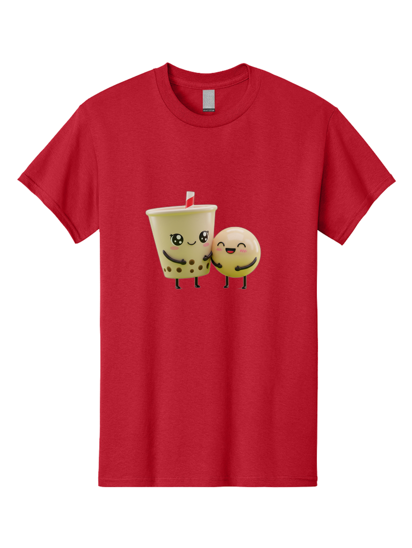 Boba-Friends Men'S Graphic Tee, 100% Cotton, Comfortable Casual Summer Wear, Machine Washable, Boba Tea, Milk Tea, Cartoon Characters, Smiling Faces, Happy Boba, Tea Lovers, Bubble Tea, Cute Illustrations, Friendly Duo, Bubble Tea Culture, Bac648 8