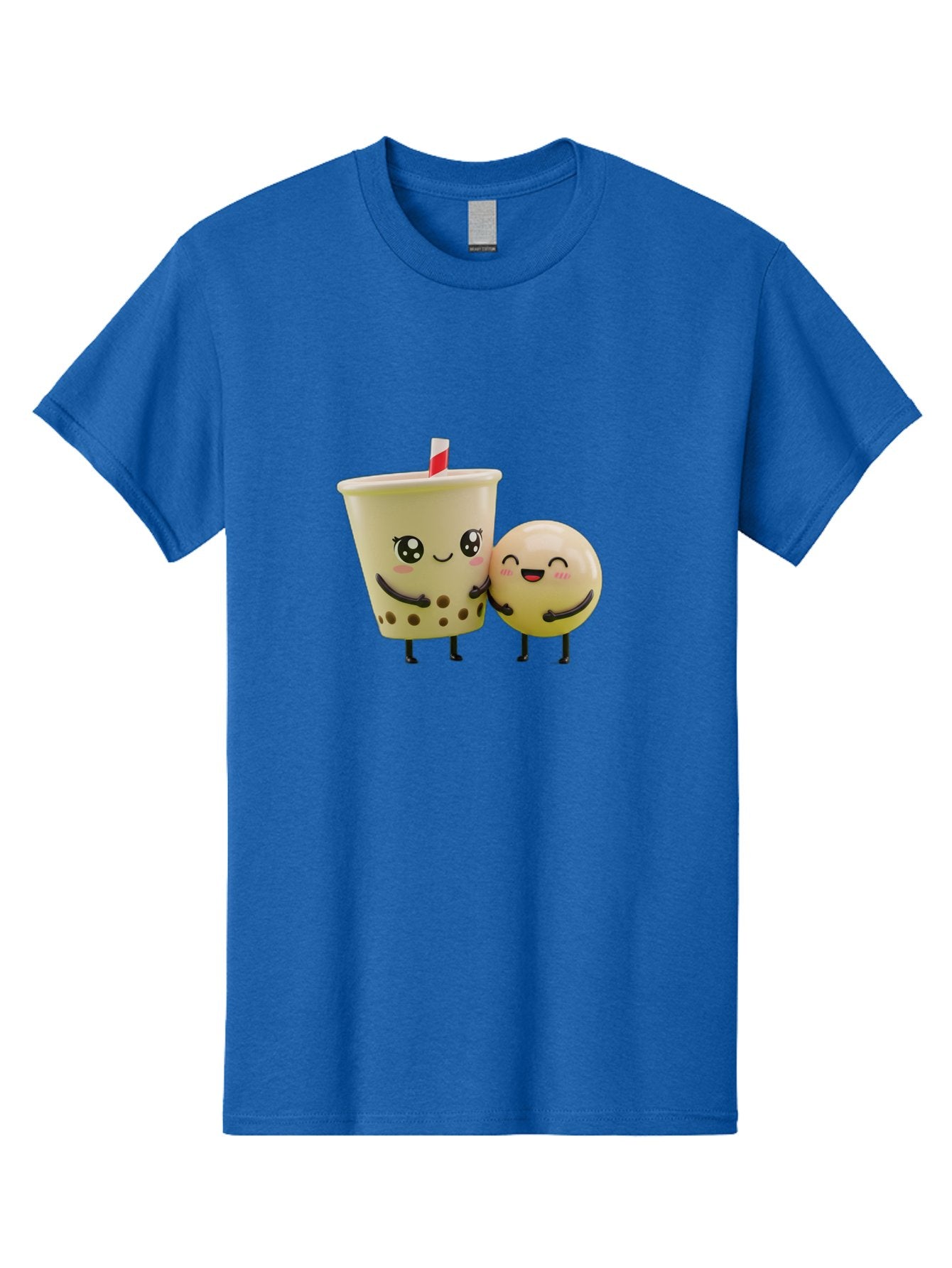 Boba-Friends Men'S Graphic Tee, 100% Cotton, Comfortable Casual Summer Wear, Machine Washable, Boba Tea, Milk Tea, Cartoon Characters, Smiling Faces, Happy Boba, Tea Lovers, Bubble Tea, Cute Illustrations, Friendly Duo, Bubble Tea Culture, Bac648