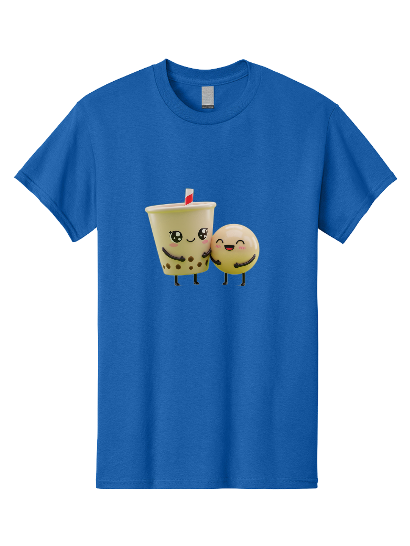 Boba-Friends Men'S Graphic Tee, 100% Cotton, Comfortable Casual Summer Wear, Machine Washable, Boba Tea, Milk Tea, Cartoon Characters, Smiling Faces, Happy Boba, Tea Lovers, Bubble Tea, Cute Illustrations, Friendly Duo, Bubble Tea Culture, Bac648 11
