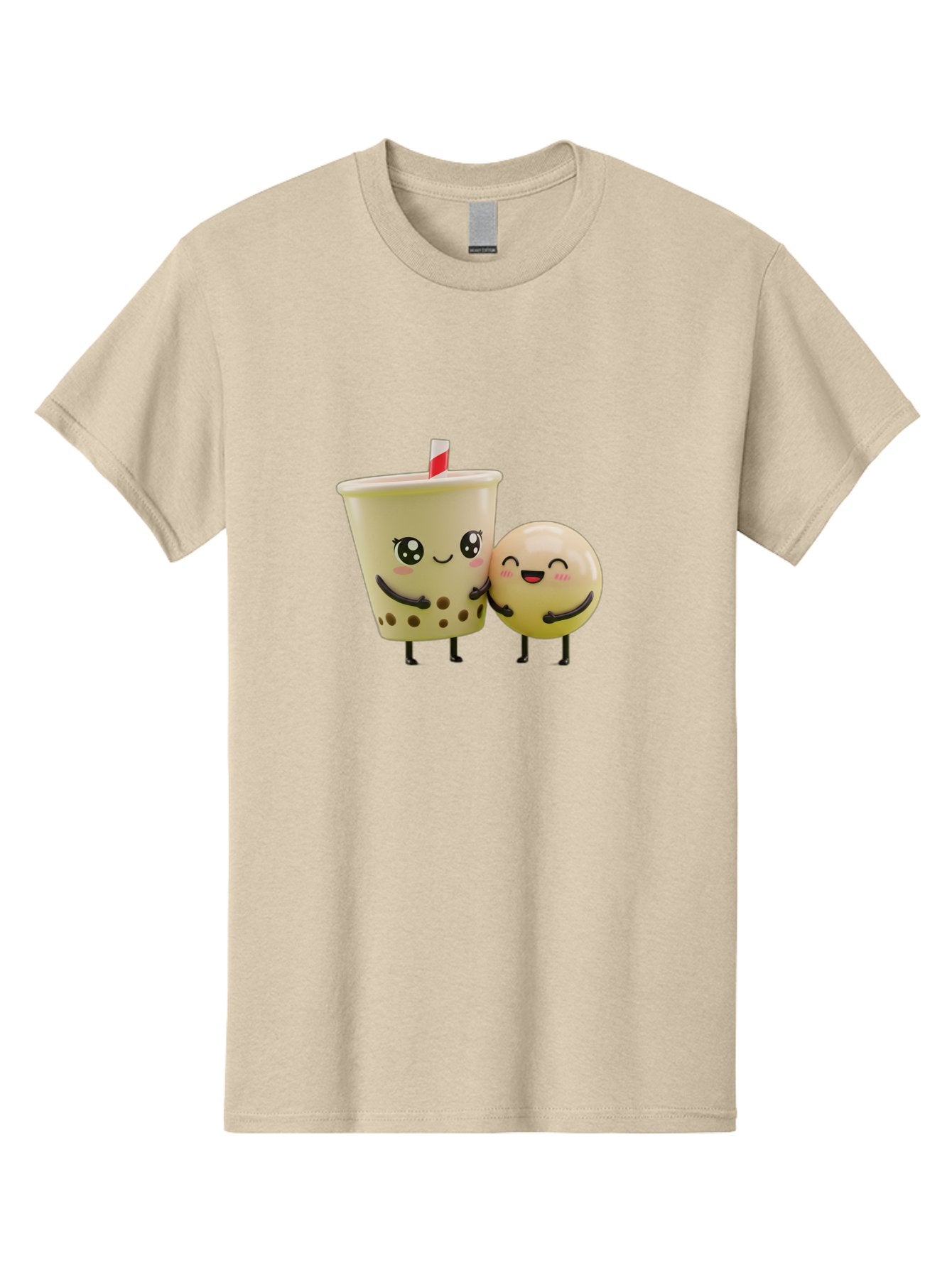 Boba-Friends Men'S Graphic Tee, 100% Cotton, Comfortable Casual Summer Wear, Machine Washable, Boba Tea, Milk Tea, Cartoon Characters, Smiling Faces, Happy Boba, Tea Lovers, Bubble Tea, Cute Illustrations, Friendly Duo, Bubble Tea Culture, Bac648 15
