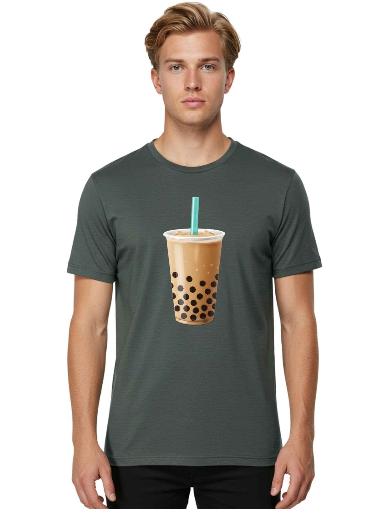 Boba-Milk-Tea Men'S Graphic Tee, 100% Cotton, Comfortable Casual Summer Wear, Machine Washable, Boba Tea, Bubble Milk Tea, Milk Tea, Tapioca Pearls, Iced Tea, Cold Brew, Refreshing Drink, Trendy Beverage, Blue Straw Bac649 18
