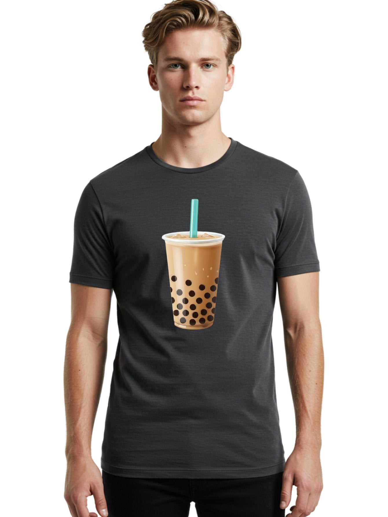 Boba-Milk-Tea Men'S Graphic Tee, 100% Cotton, Comfortable Casual Summer Wear, Machine Washable, Boba Tea, Bubble Milk Tea, Milk Tea, Tapioca Pearls, Iced Tea, Cold Brew, Refreshing Drink, Trendy Beverage, Blue Straw Bac649 29
