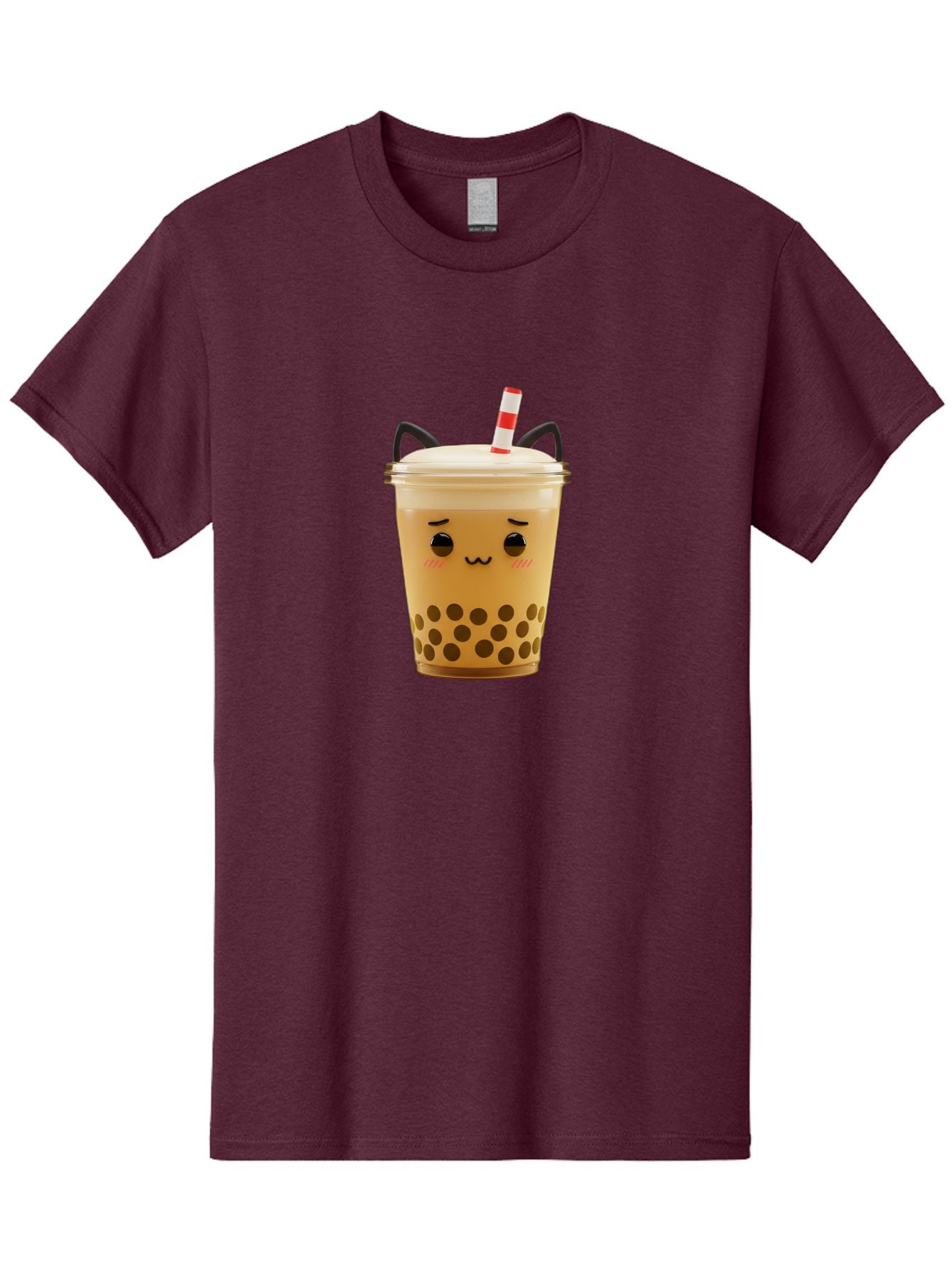 Boba-Tea-1 Men'S Graphic Tee, 100% Cotton, Comfortable Casual Summer Wear, Machine Washable, Cute Boba Tea, Kawaii Drink, Bubble Tea, Cartoon Character, Happy Face, Adorable Design, Sweet Treat, Creamy Texture, Tapioca Pearls, Fun Beverage, Bac650
