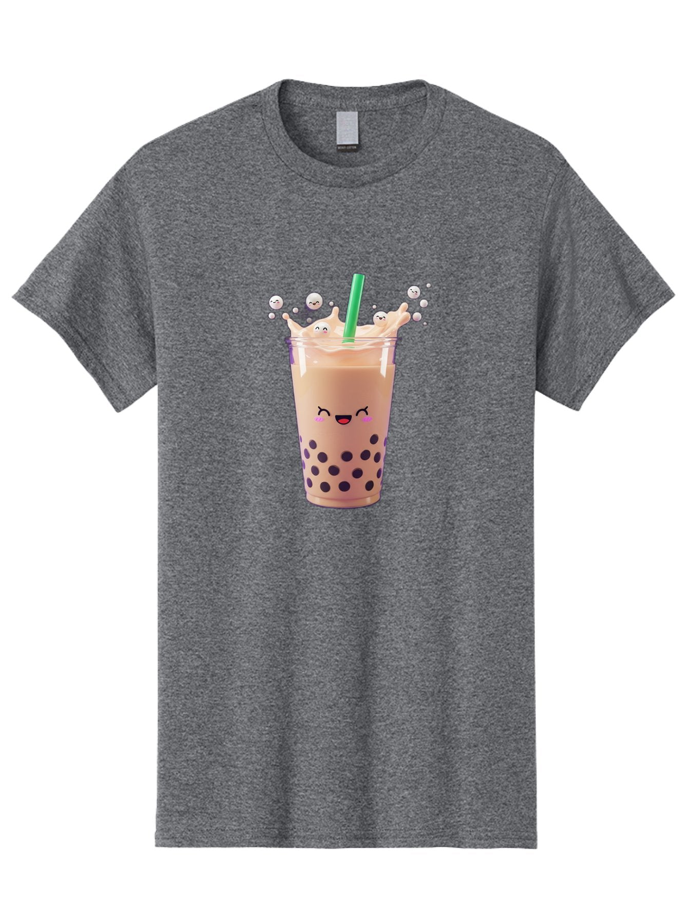 Boba-Tea-10 Men'S Graphic Tee, 100% Cotton, Comfortable Casual Summer Wear, Machine Washable, Milk Tea, Bubble Tea, Boba Drink, Kawaii, Cute, Cartoon Style, Milkshake, Tapioca Pearls Bac651