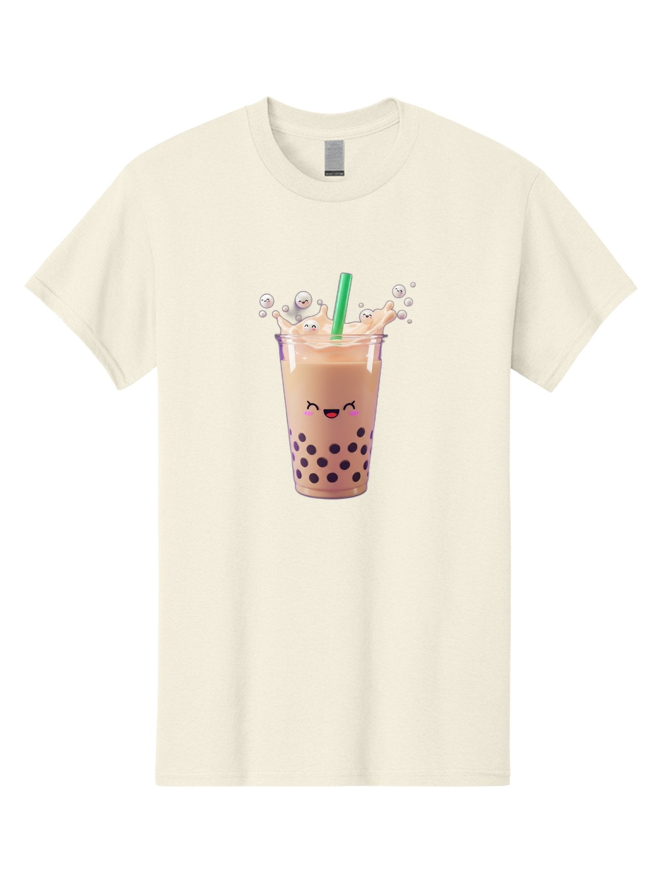 Boba-Tea-10 Men'S Graphic Tee, 100% Cotton, Comfortable Casual Summer Wear, Machine Washable, Milk Tea, Bubble Tea, Boba Drink, Kawaii, Cute, Cartoon Style, Milkshake, Tapioca Pearls Bac651