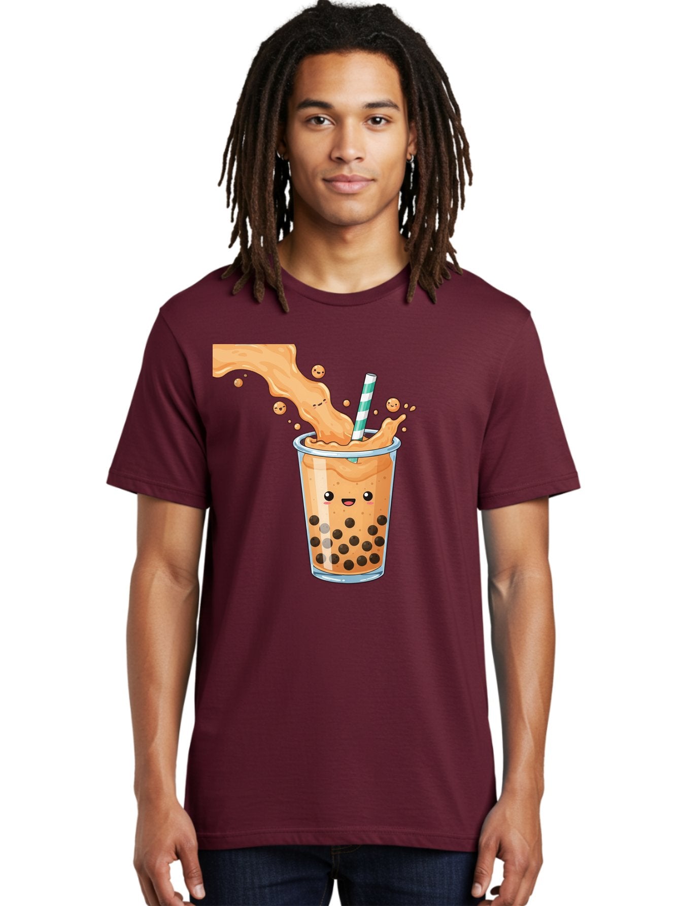 Boba-Tea-11 Men'S Graphic Tee, 100% Cotton, Comfortable Casual Summer Wear, Machine Washable, Boba Tea, Milk Tea, Bubble Tea, Tapioca Pearls, Cartoon Illustration, Refreshing Drink, Tea Time, Kawaii Culture, Fun Beverage Bac652 18