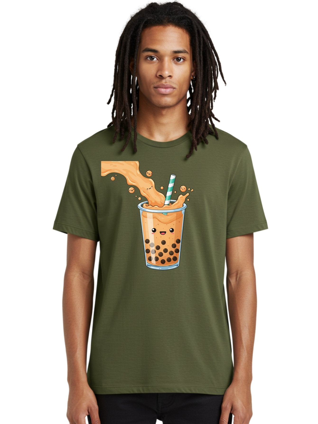 Boba-Tea-11 Men'S Graphic Tee, 100% Cotton, Comfortable Casual Summer Wear, Machine Washable, Boba Tea, Milk Tea, Bubble Tea, Tapioca Pearls, Cartoon Illustration, Refreshing Drink, Tea Time, Kawaii Culture, Fun Beverage Bac652 16