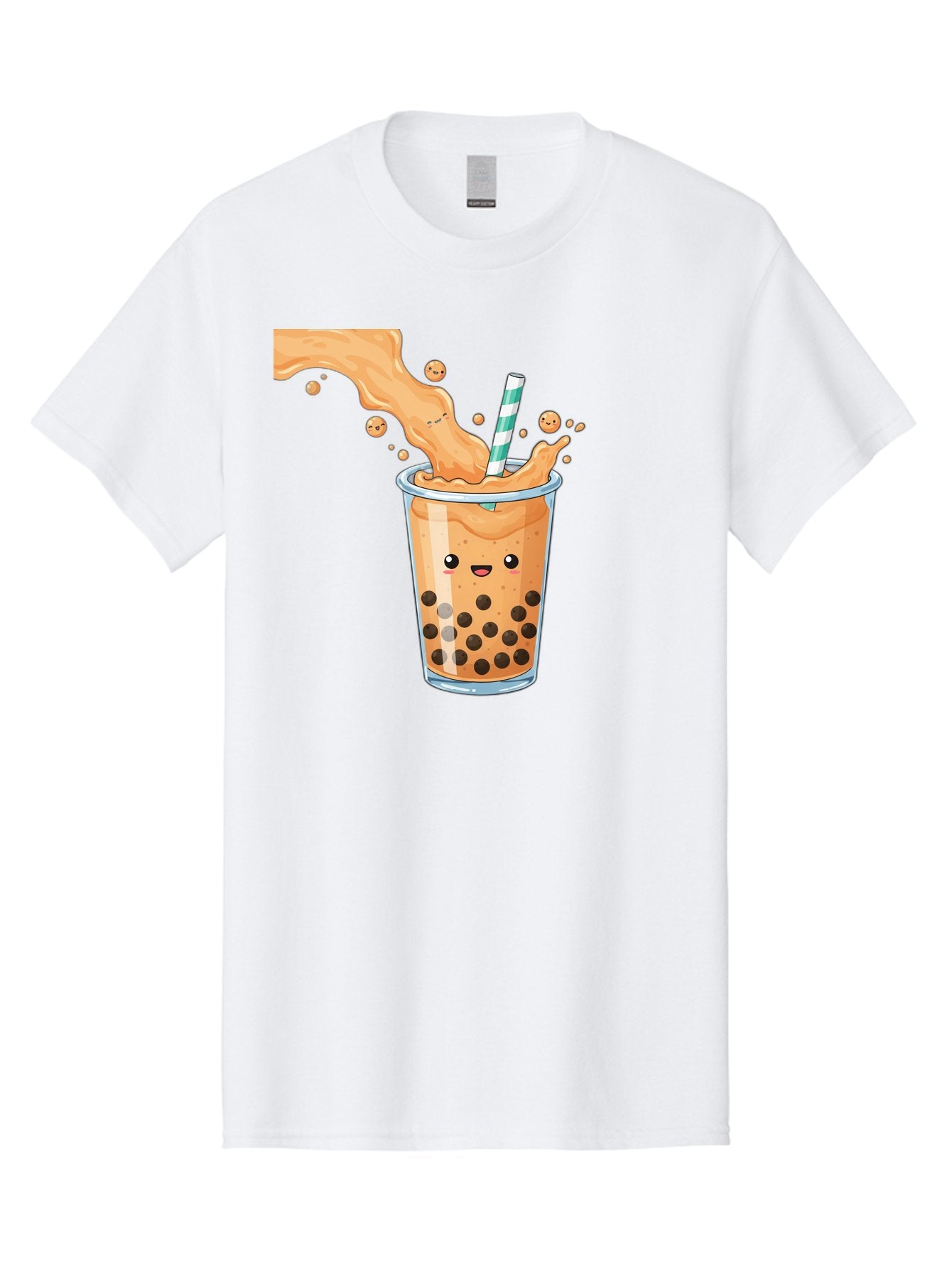 Boba-Tea-11 Men'S Graphic Tee, 100% Cotton, Comfortable Casual Summer Wear, Machine Washable, Boba Tea, Milk Tea, Bubble Tea, Tapioca Pearls, Cartoon Illustration, Refreshing Drink, Tea Time, Kawaii Culture, Fun Beverage Bac652 3