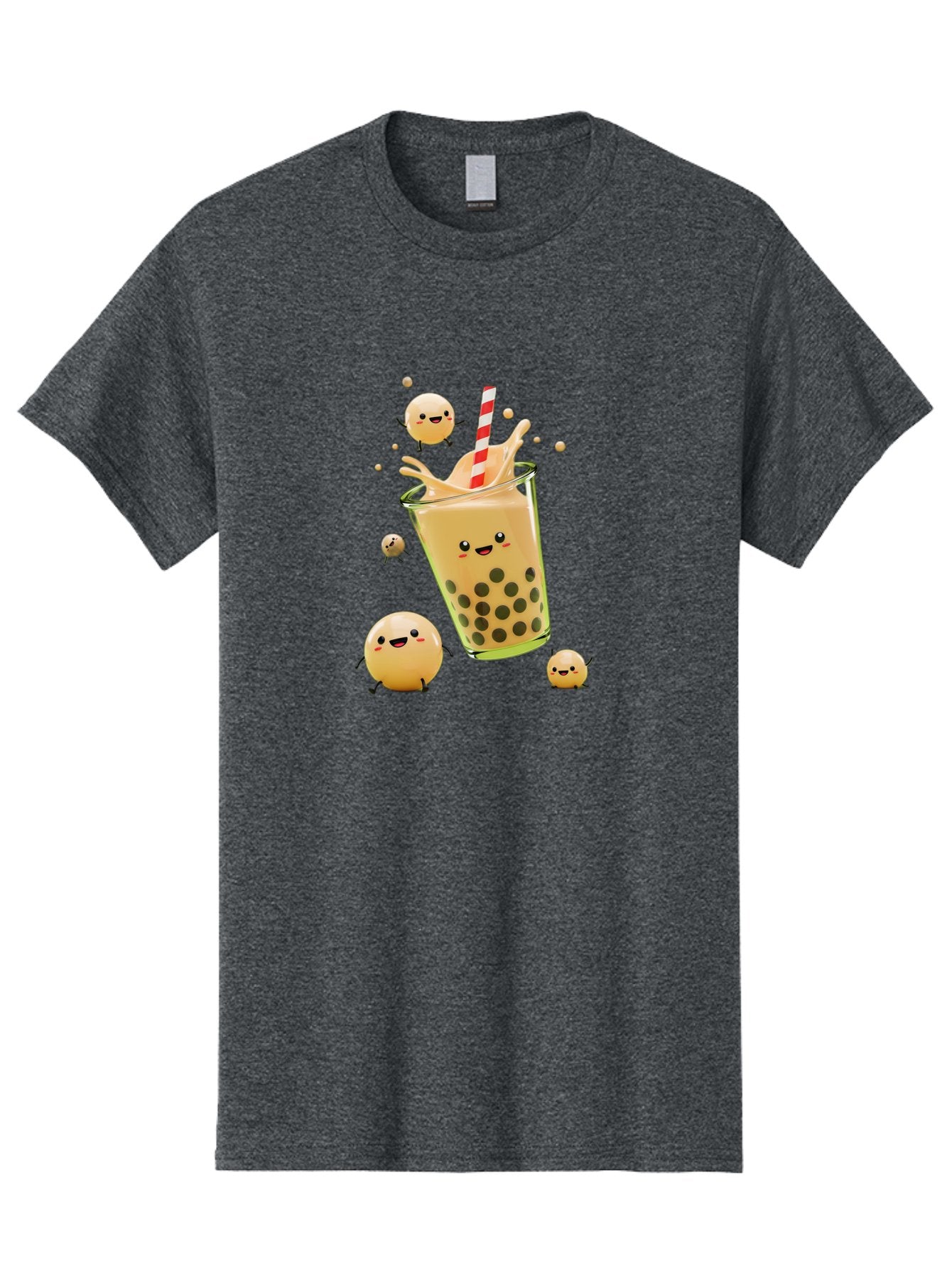 Boba-Tea-12 Men'S Graphic Tee, 100% Cotton, Comfortable Casual Summer Wear, Machine Washable, Bubble Tea Drink, Cartoon Bubbles, Smiling Faces, Fun Beverage, Playful Illustration, Boba Tea, Happy Characters, Animated Drink Bac653 12