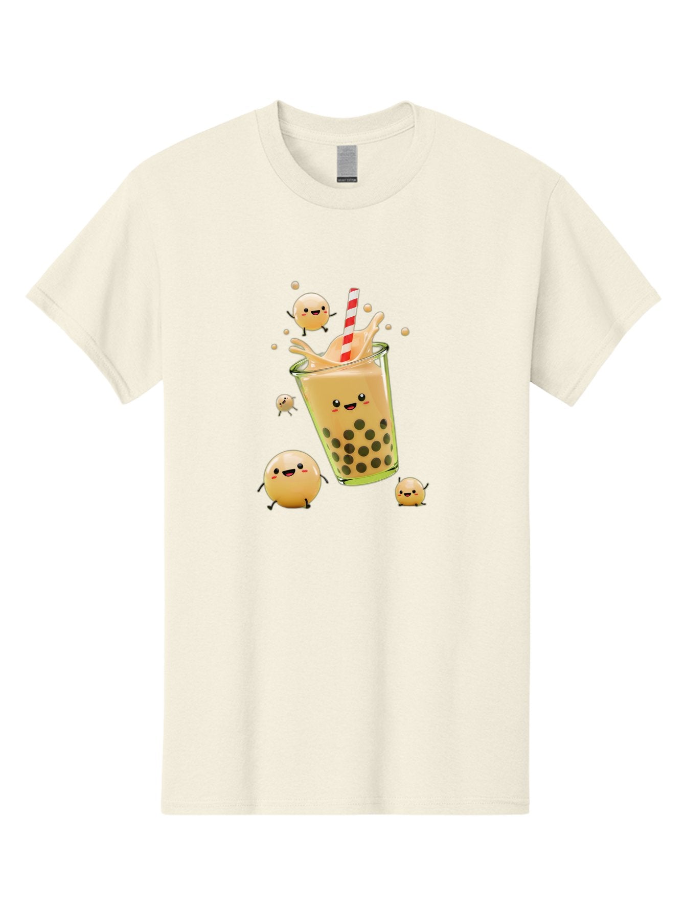 Boba-Tea-12 Men'S Graphic Tee, 100% Cotton, Comfortable Casual Summer Wear, Machine Washable, Bubble Tea Drink, Cartoon Bubbles, Smiling Faces, Fun Beverage, Playful Illustration, Boba Tea, Happy Characters, Animated Drink Bac653 8