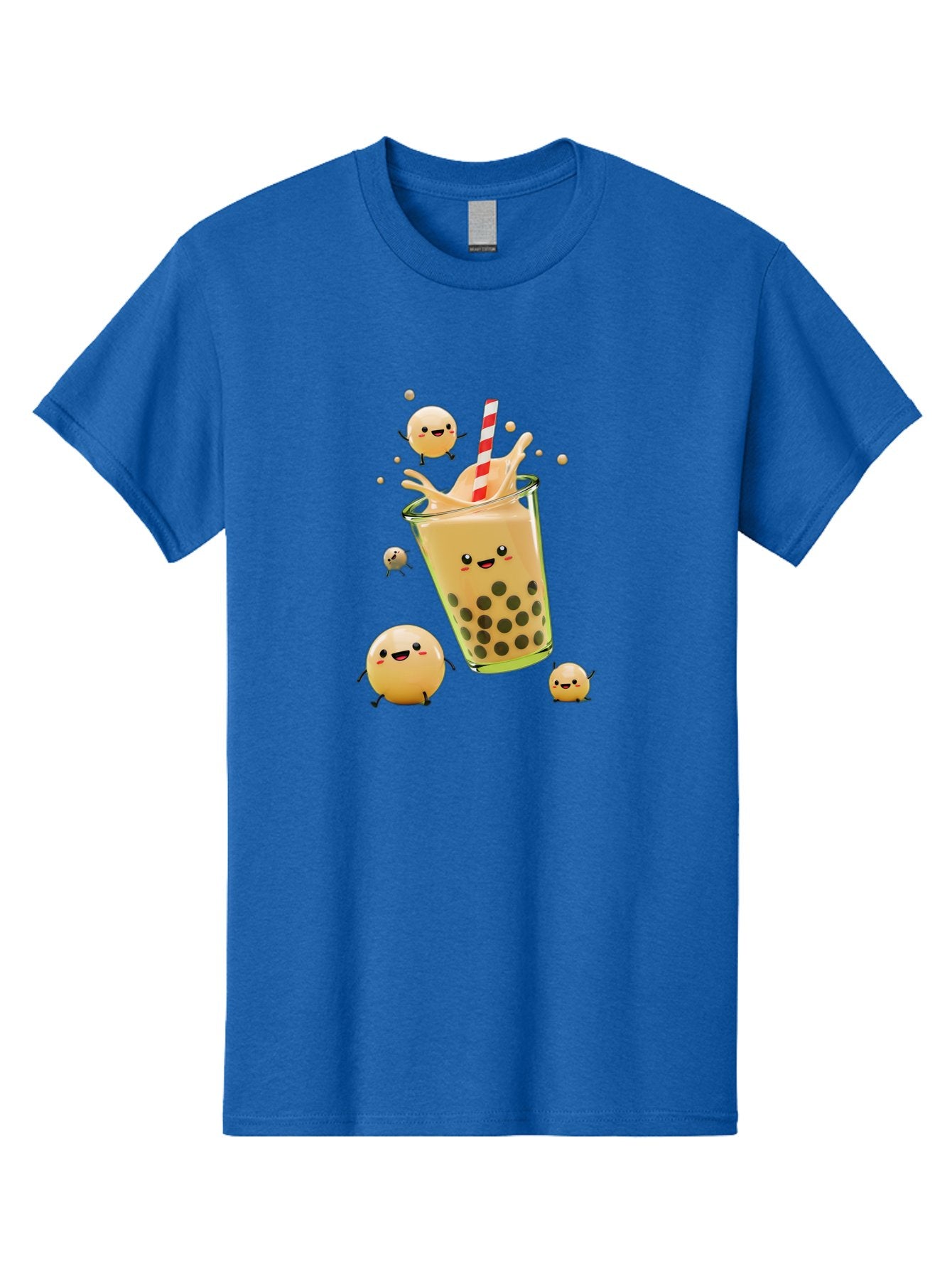 Boba-Tea-12 Men'S Graphic Tee, 100% Cotton, Comfortable Casual Summer Wear, Machine Washable, Bubble Tea Drink, Cartoon Bubbles, Smiling Faces, Fun Beverage, Playful Illustration, Boba Tea, Happy Characters, Animated Drink Bac653 13