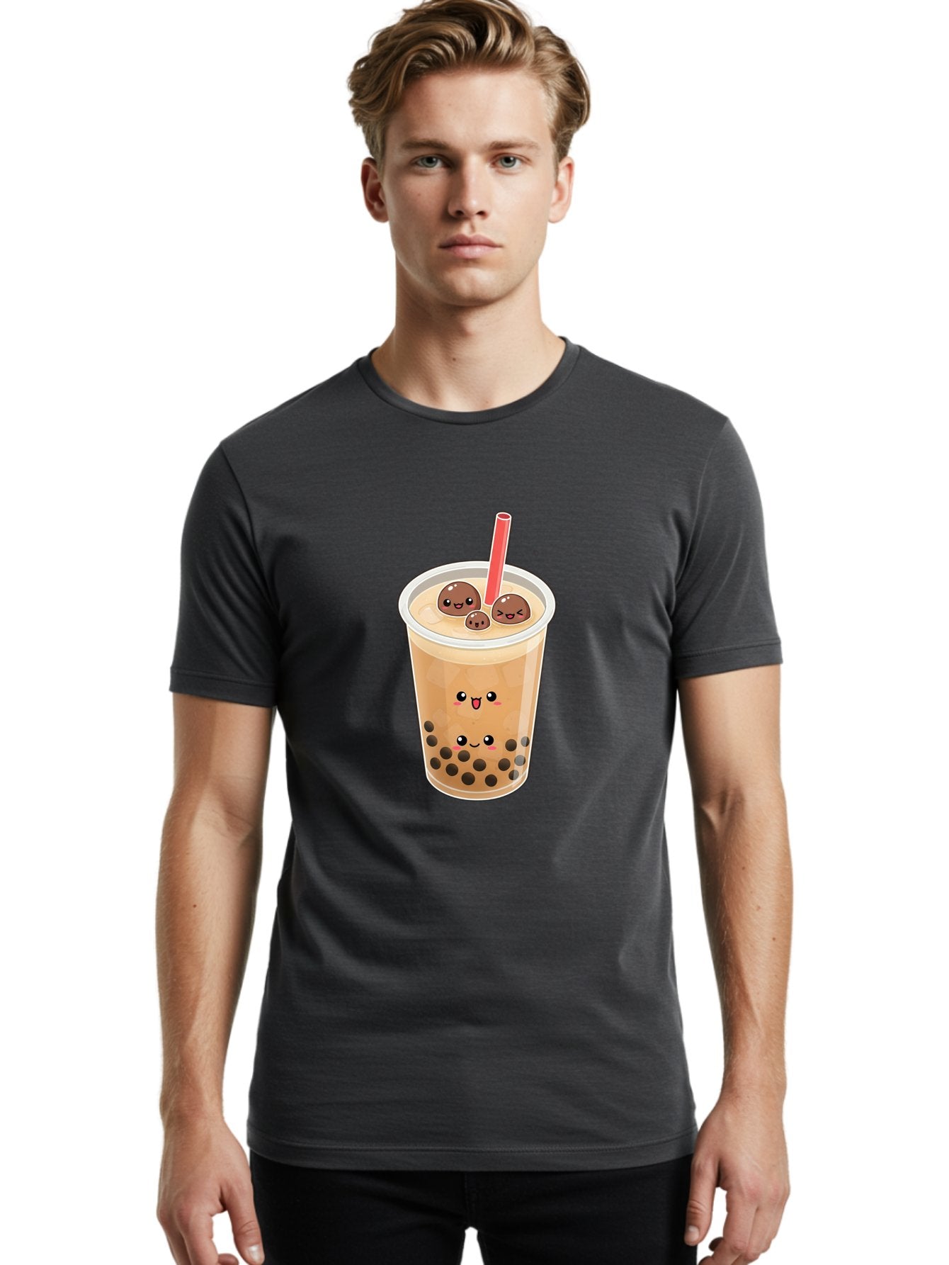 Boba-Tea-13 Men'S Graphic Tee, 100% Cotton, Comfortable Casual Summer Wear, Machine Washable, Boba Tea, Bubble Tea, Cartoon Drink, Cute Beverage, Milky Tea, Tea Time, Boba Pearls, Sweet Treat, Cartoon Style, Adorable Drink, Tasty Boba, Bac654 27