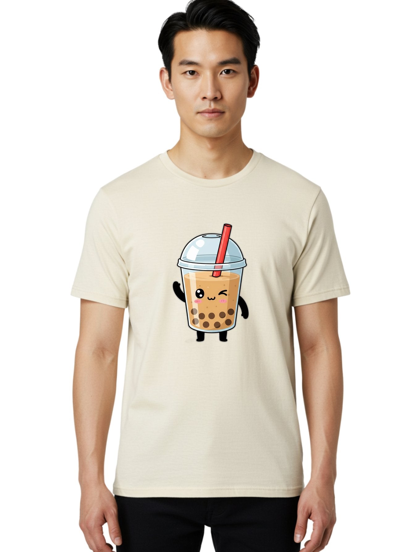 Boba-Tea-14 Men'S Graphic Tee, 100% Cotton, Comfortable Casual Summer Wear, Machine Washable, Cute Boba Tea, Kawaii Boba, Iced Tea, Bubble Tea, Boba Drink, Milk Tea, Cartoon Character, Adorable Beverage, Fun Drink Bac655 26