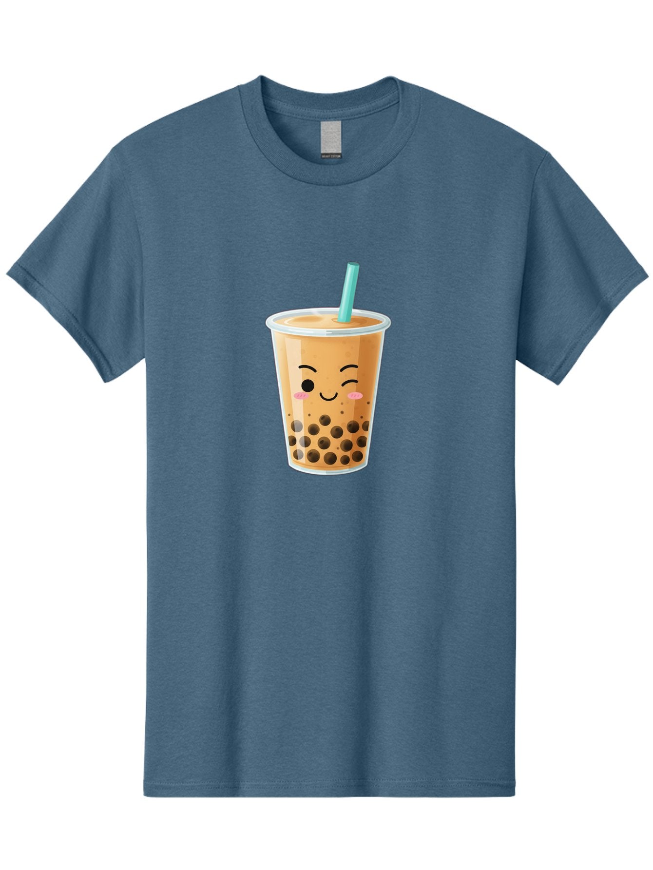Boba-Tea-15 Men'S Graphic Tee, 100% Cotton, Comfortable Casual Summer Wear, Machine Washable, Boba Tea, Milk Tea, Bubble Tea, Kawaii Drink, Cute Straw, Plastic Cup, Black Boba, Tea Time, Winking Face, Rosy Cheeks, Black Boba Pearls, Bac656 14