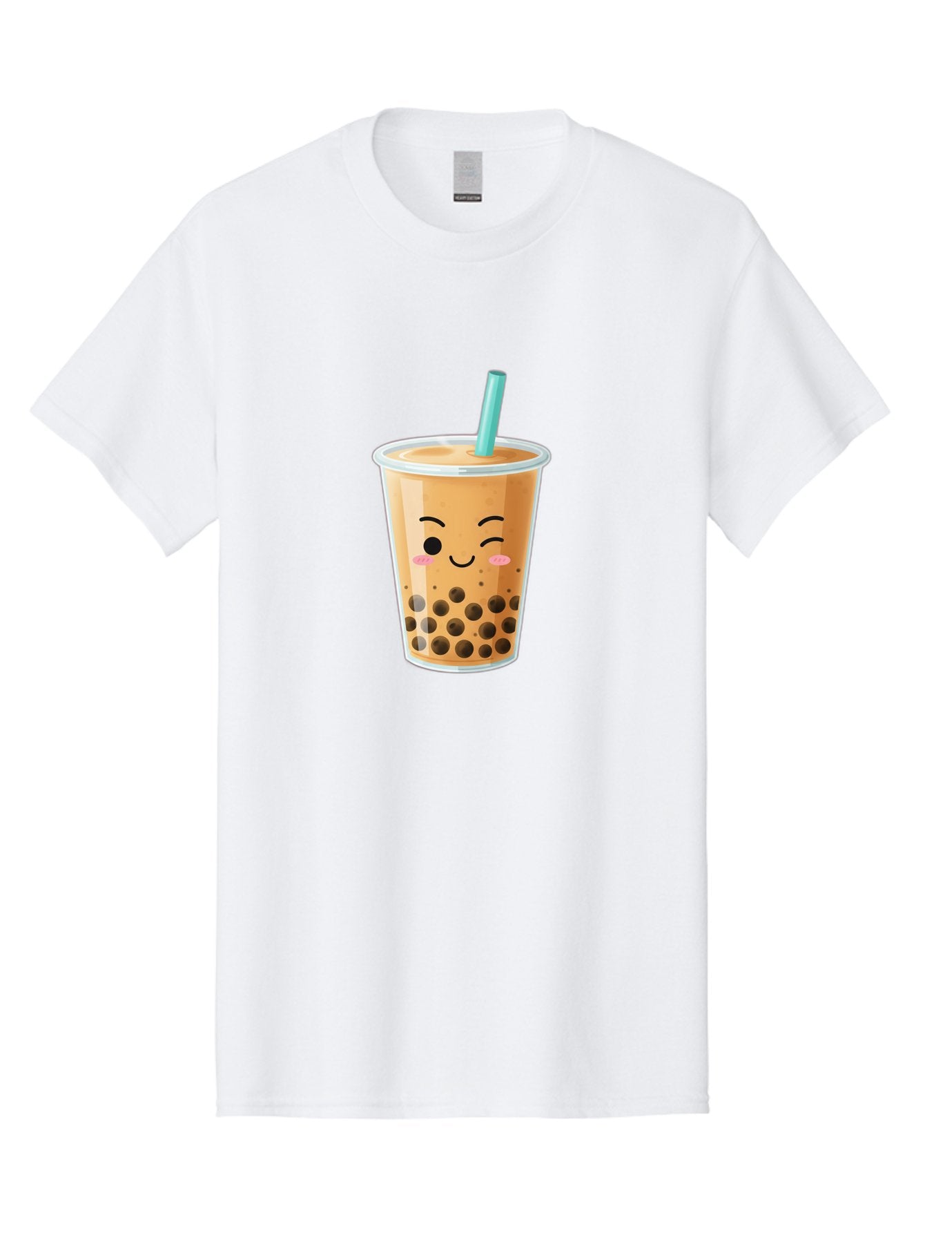 Boba-Tea-15 Men'S Graphic Tee, 100% Cotton, Comfortable Casual Summer Wear, Machine Washable, Boba Tea, Milk Tea, Bubble Tea, Kawaii Drink, Cute Straw, Plastic Cup, Black Boba, Tea Time, Winking Face, Rosy Cheeks, Black Boba Pearls, Bac656 9
