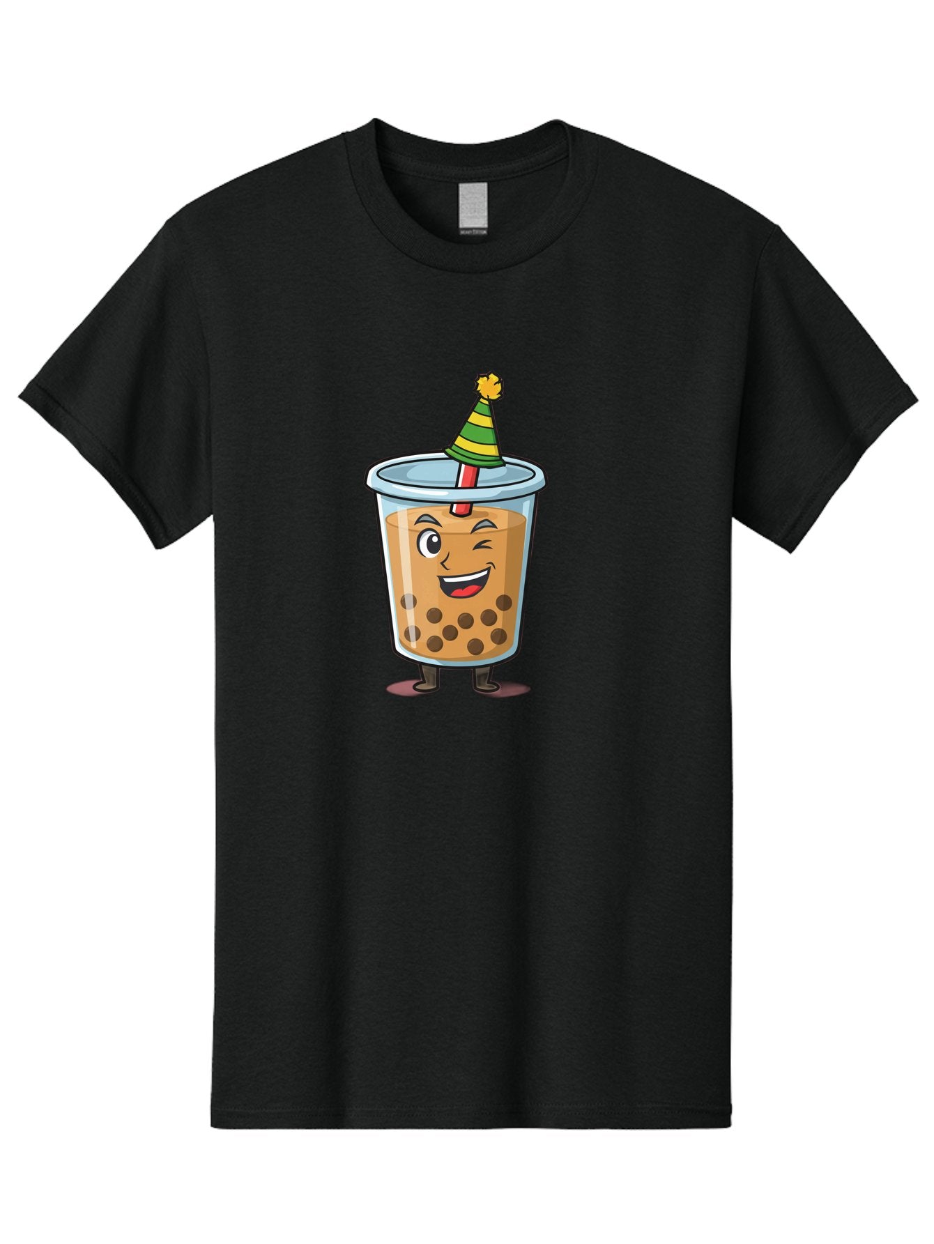 Boba-Tea-17 Men'S Graphic Tee, 100% Cotton, Comfortable Casual Summer Wear, Machine Washable, Cartoon Bubble Tea, Party Hat, Festive Boba, Smiling Drink, Fun Beverage, Animated Character, Cute Boba Tea Bac658 14