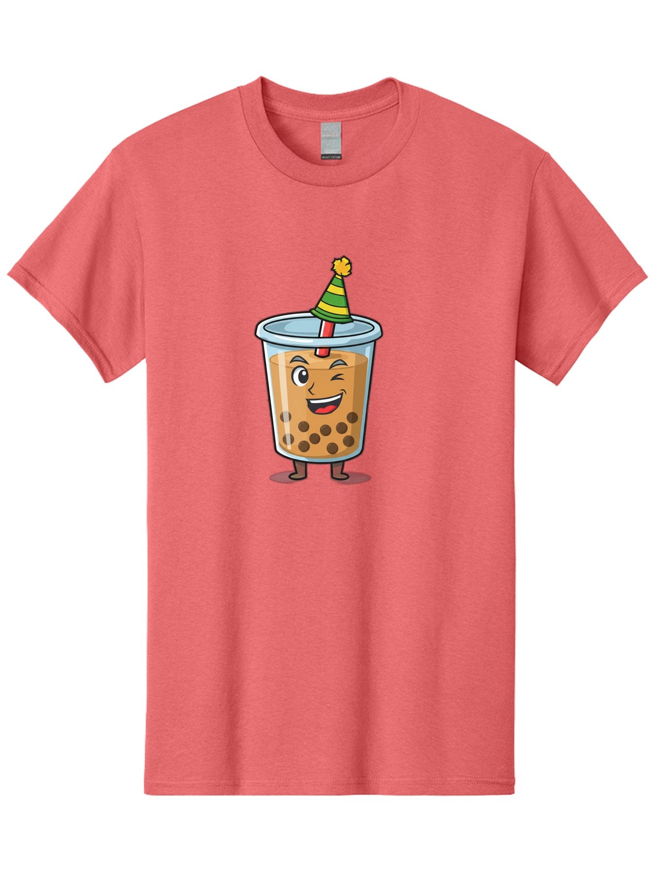 Boba-Tea-17 Men'S Graphic Tee, 100% Cotton, Comfortable Casual Summer Wear, Machine Washable, Cartoon Bubble Tea, Party Hat, Festive Boba, Smiling Drink, Fun Beverage, Animated Character, Cute Boba Tea Bac658 7