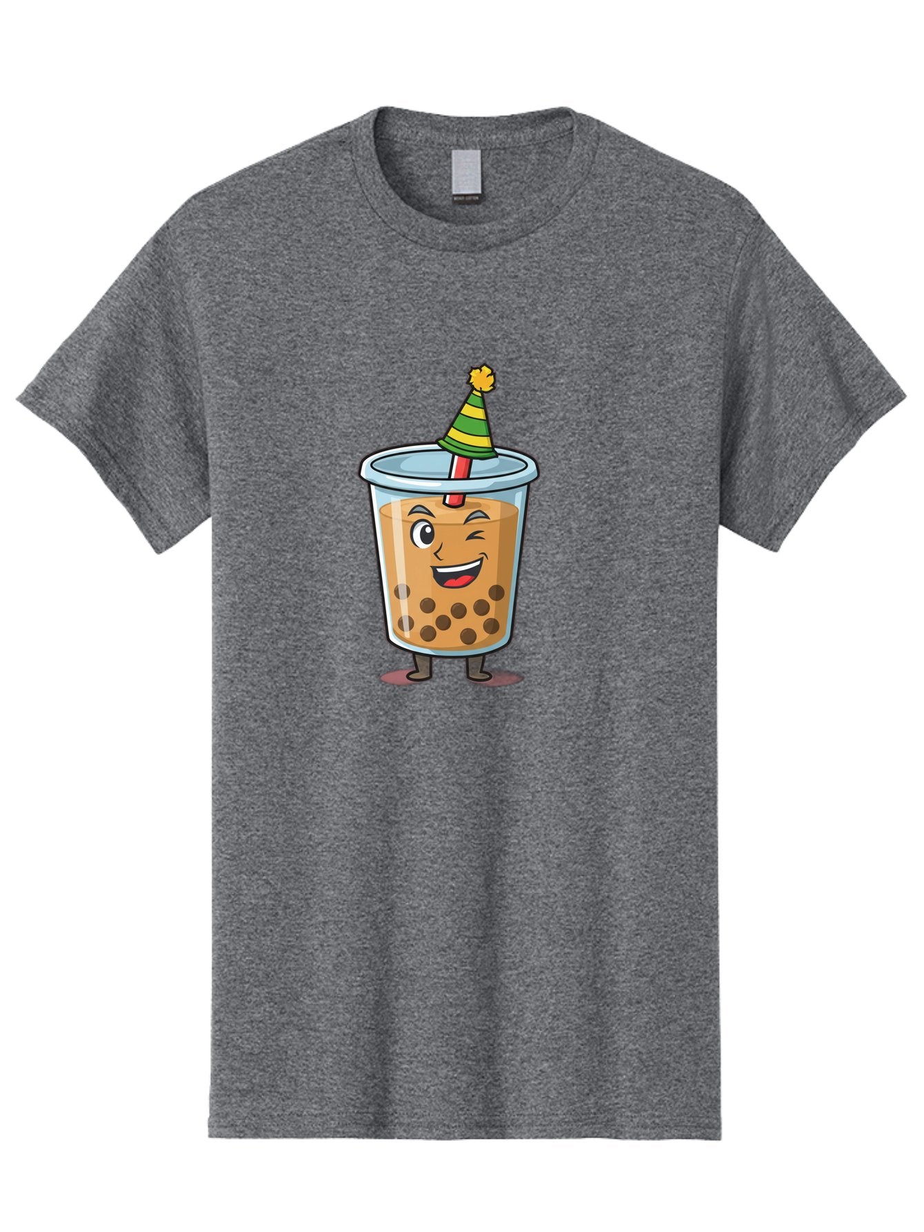 Boba-Tea-17 Men'S Graphic Tee, 100% Cotton, Comfortable Casual Summer Wear, Machine Washable, Cartoon Bubble Tea, Party Hat, Festive Boba, Smiling Drink, Fun Beverage, Animated Character, Cute Boba Tea Bac658 5