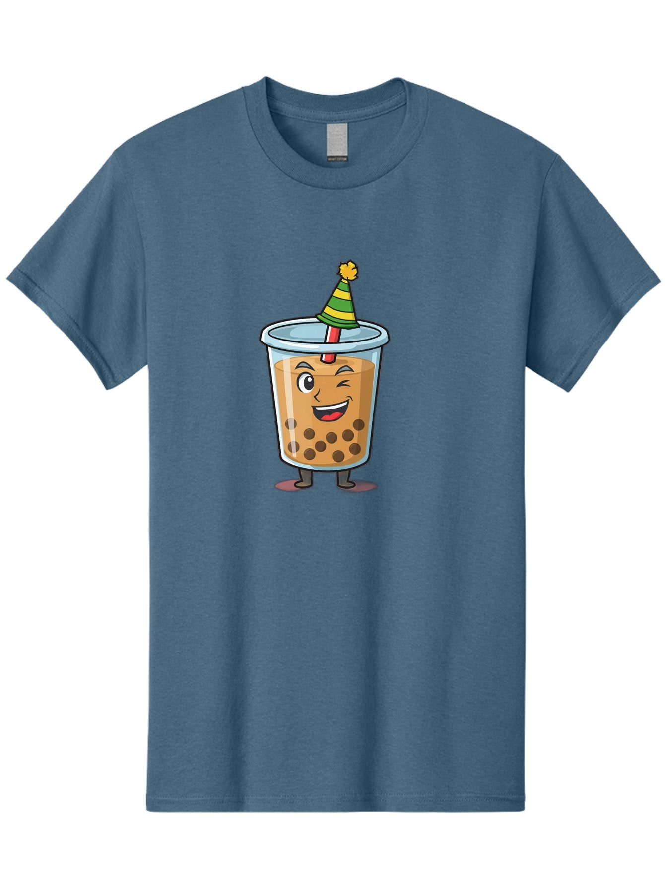 Boba-Tea-17 Men'S Graphic Tee, 100% Cotton, Comfortable Casual Summer Wear, Machine Washable, Cartoon Bubble Tea, Party Hat, Festive Boba, Smiling Drink, Fun Beverage, Animated Character, Cute Boba Tea Bac658 9