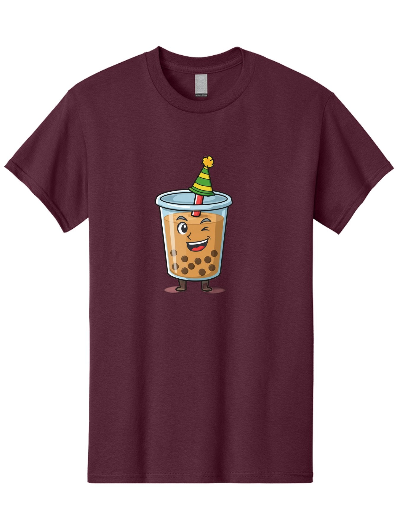 Boba-Tea-17 Men'S Graphic Tee, 100% Cotton, Comfortable Casual Summer Wear, Machine Washable, Cartoon Bubble Tea, Party Hat, Festive Boba, Smiling Drink, Fun Beverage, Animated Character, Cute Boba Tea Bac658 12