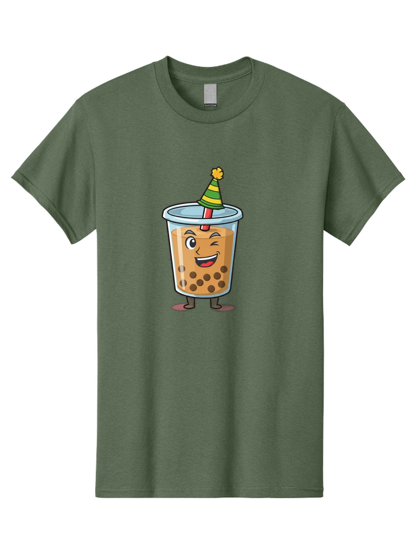 Boba-Tea-17 Men'S Graphic Tee, 100% Cotton, Comfortable Casual Summer Wear, Machine Washable, Cartoon Bubble Tea, Party Hat, Festive Boba, Smiling Drink, Fun Beverage, Animated Character, Cute Boba Tea Bac658 4