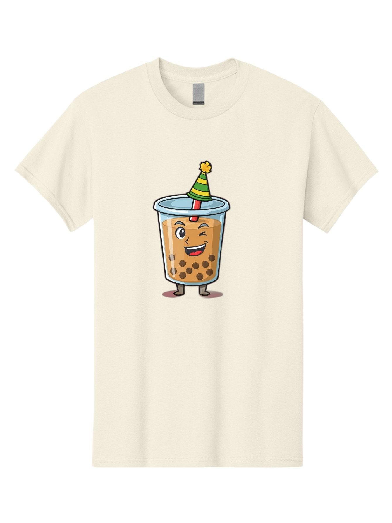 Boba-Tea-17 Men'S Graphic Tee, 100% Cotton, Comfortable Casual Summer Wear, Machine Washable, Cartoon Bubble Tea, Party Hat, Festive Boba, Smiling Drink, Fun Beverage, Animated Character, Cute Boba Tea Bac658 10