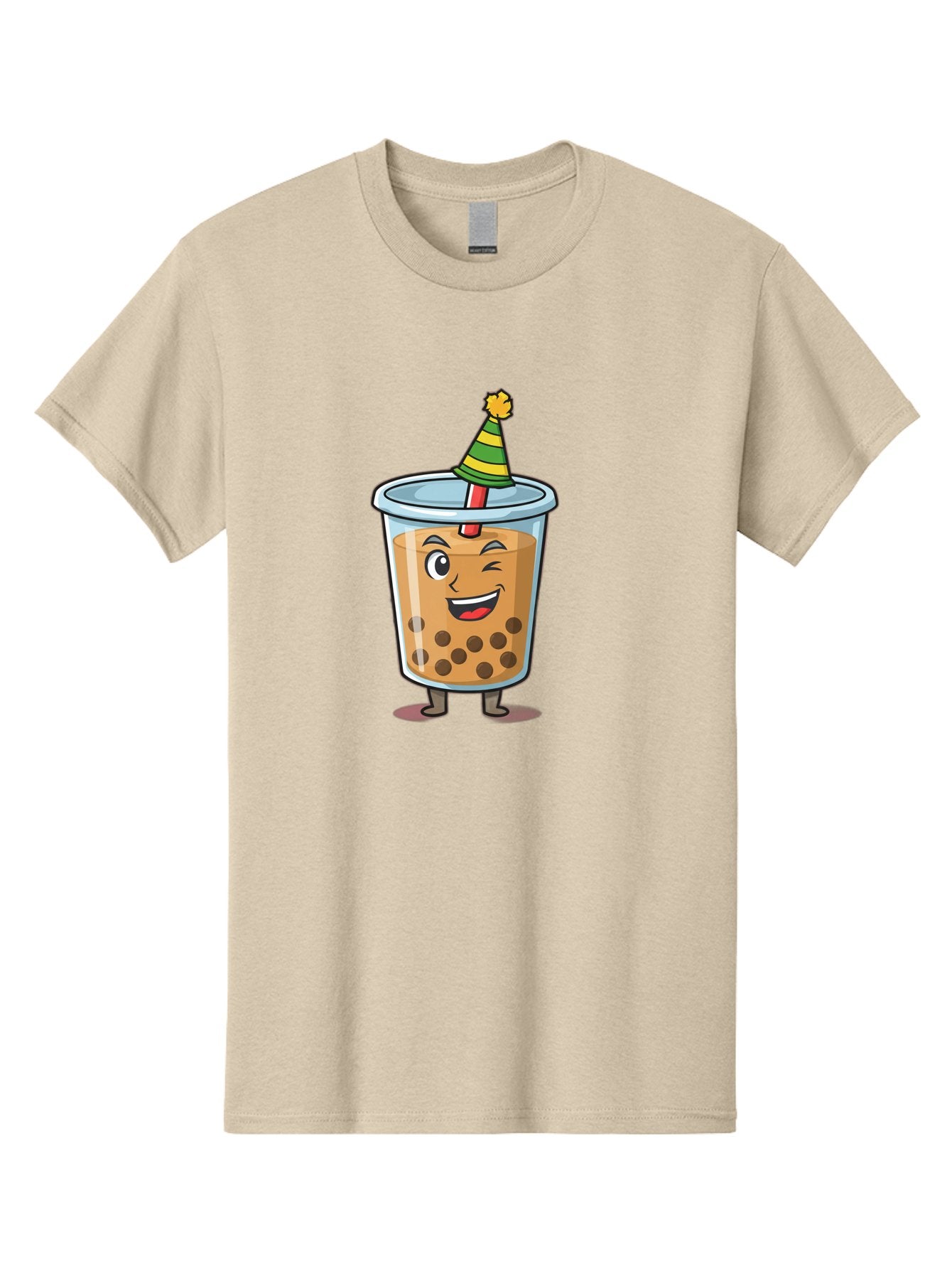 Boba-Tea-17 Men'S Graphic Tee, 100% Cotton, Comfortable Casual Summer Wear, Machine Washable, Cartoon Bubble Tea, Party Hat, Festive Boba, Smiling Drink, Fun Beverage, Animated Character, Cute Boba Tea Bac658 8