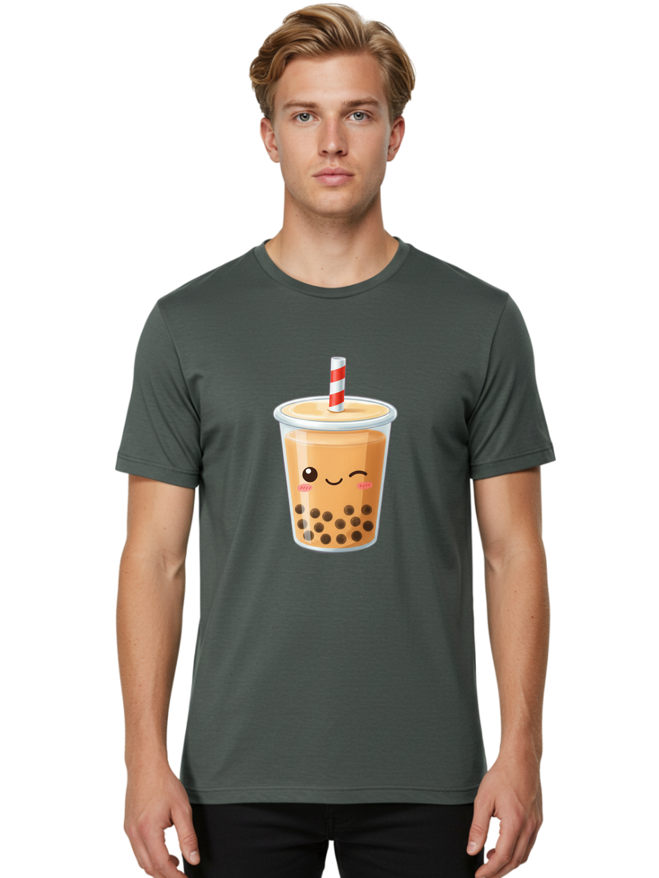 Boba-Tea-18 Men'S Graphic Tee, 100% Cotton, Comfortable Casual Summer Wear, Machine Washable, Boba Tea, Milk Tea, Cartoon Character, Cute Drink, Bubble Tea With Straw, Smiling Face, Adorable Beverage, Boba, Tea Lover Bac659 27
