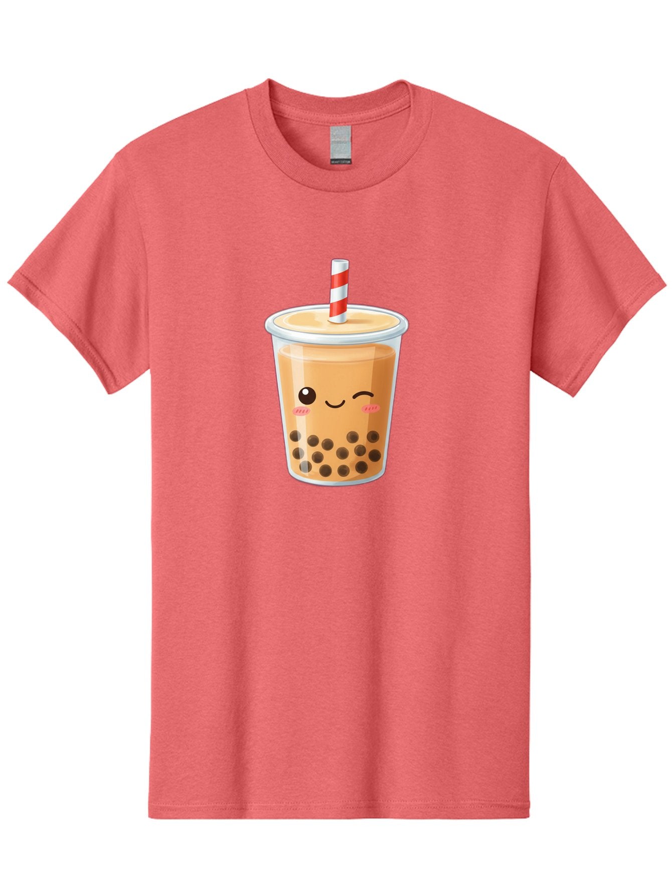 Boba-Tea-18 Men'S Graphic Tee, 100% Cotton, Comfortable Casual Summer Wear, Machine Washable, Boba Tea, Milk Tea, Cartoon Character, Cute Drink, Bubble Tea With Straw, Smiling Face, Adorable Beverage, Boba, Tea Lover Bac659