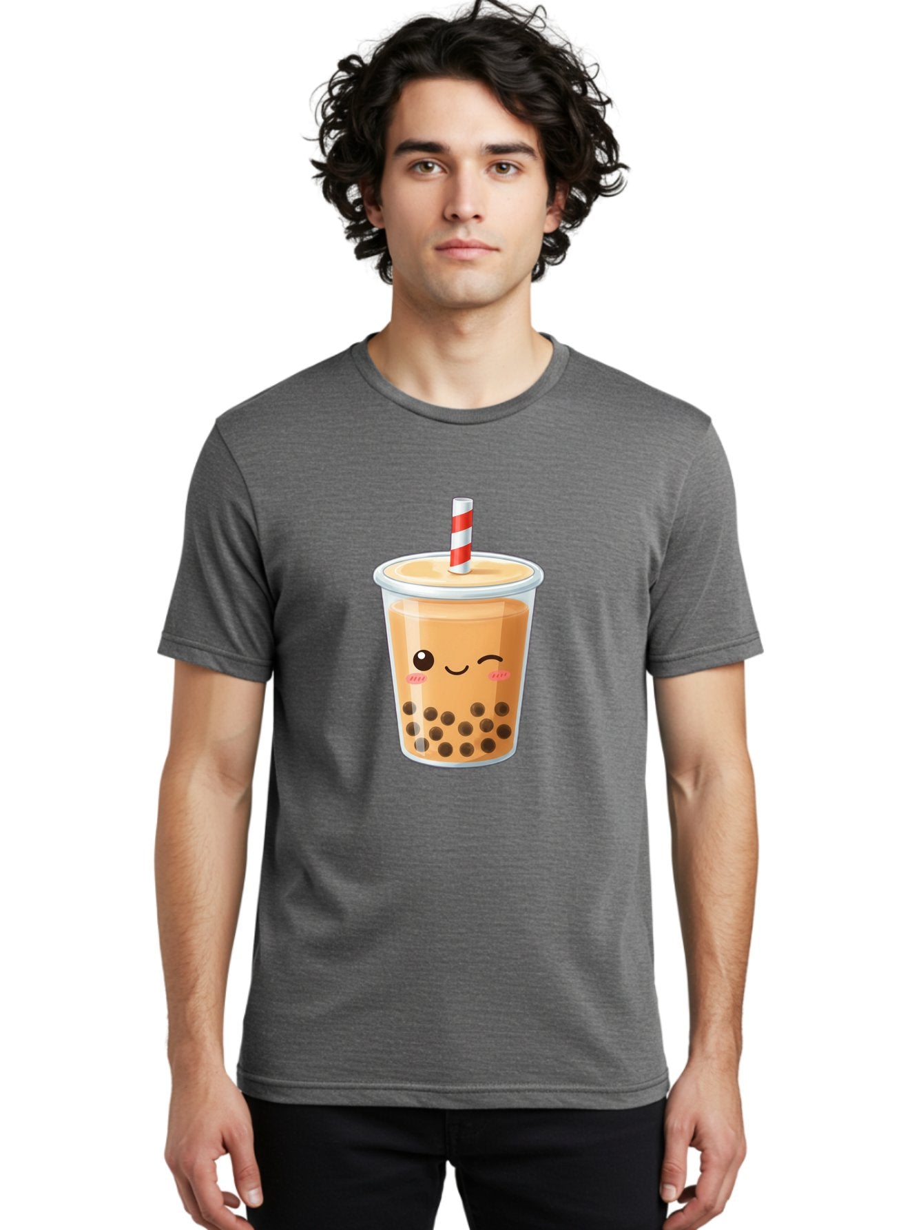 Boba-Tea-18 Men'S Graphic Tee, 100% Cotton, Comfortable Casual Summer Wear, Machine Washable, Boba Tea, Milk Tea, Cartoon Character, Cute Drink, Bubble Tea With Straw, Smiling Face, Adorable Beverage, Boba, Tea Lover Bac659 22