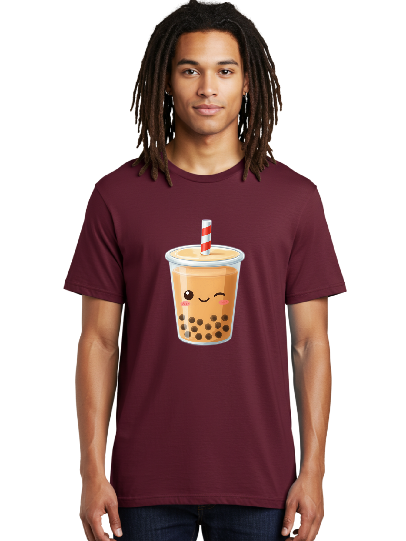 Boba-Tea-18 Men'S Graphic Tee, 100% Cotton, Comfortable Casual Summer Wear, Machine Washable, Boba Tea, Milk Tea, Cartoon Character, Cute Drink, Bubble Tea With Straw, Smiling Face, Adorable Beverage, Boba, Tea Lover Bac659 21