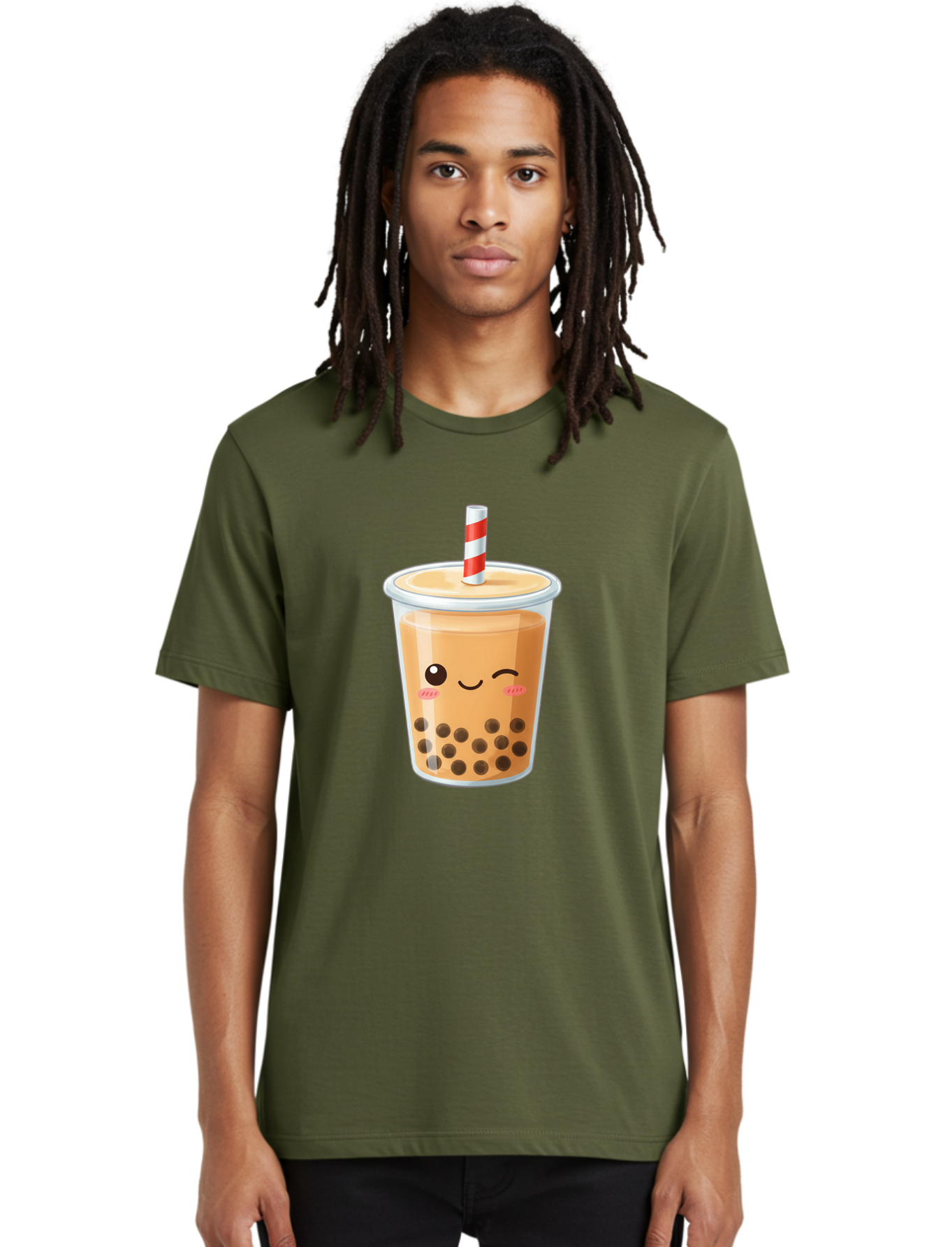 Boba-Tea-18 Men'S Graphic Tee, 100% Cotton, Comfortable Casual Summer Wear, Machine Washable, Boba Tea, Milk Tea, Cartoon Character, Cute Drink, Bubble Tea With Straw, Smiling Face, Adorable Beverage, Boba, Tea Lover Bac659 16