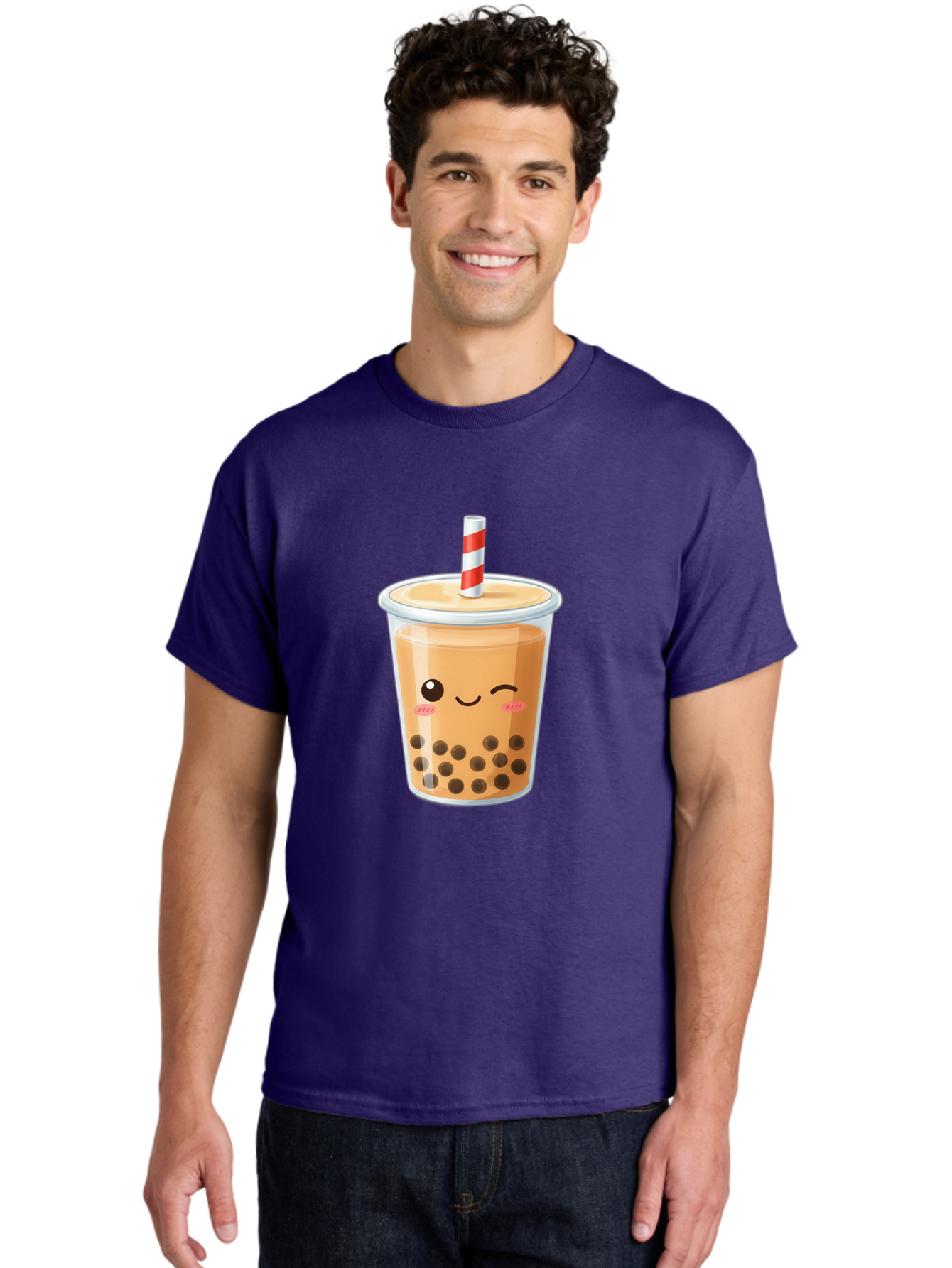 Boba-Tea-18 Men'S Graphic Tee, 100% Cotton, Comfortable Casual Summer Wear, Machine Washable, Boba Tea, Milk Tea, Cartoon Character, Cute Drink, Bubble Tea With Straw, Smiling Face, Adorable Beverage, Boba, Tea Lover Bac659 20