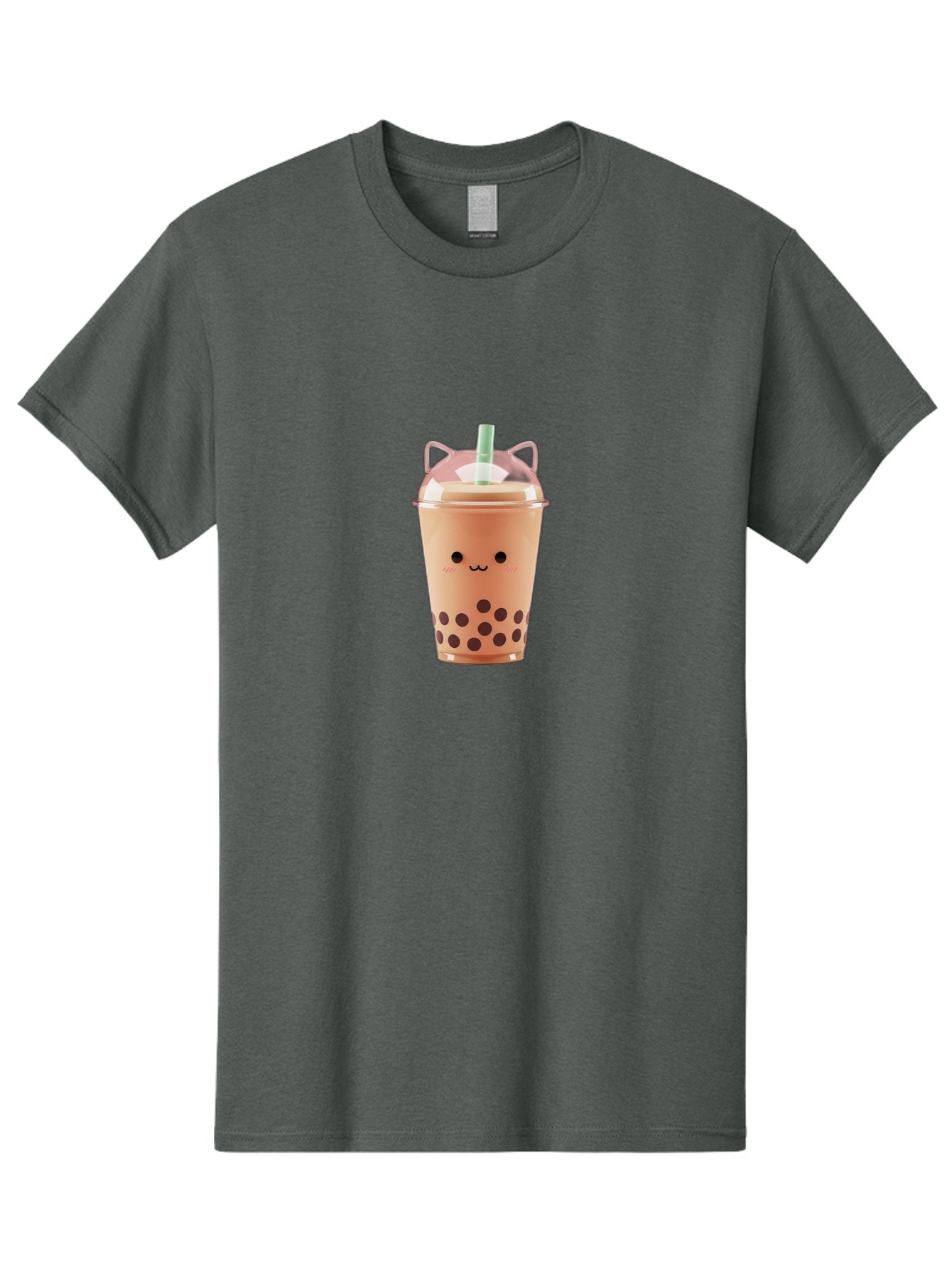 Boba-Tea-2 Men'S Graphic Tee, 100% Cotton, Comfortable Casual Summer Wear, Machine Washable, Bubble Tea, Milk Tea, Boba Drink, Cute Kawaii Design, Cartoon Face, Straw, Tapioca Pearls, Brown Bubbles, Smiling Face, Adorable Beverage, Tea Drink, Bac660 3