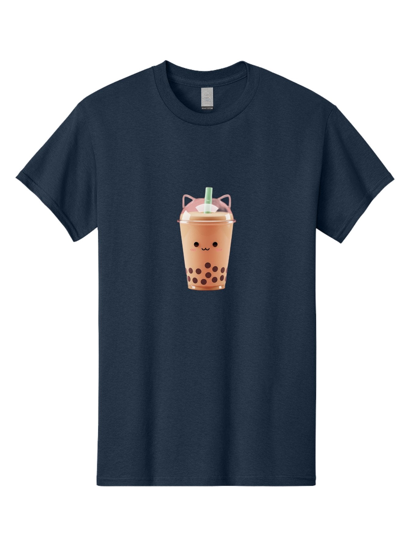 Boba-Tea-2 Men'S Graphic Tee, 100% Cotton, Comfortable Casual Summer Wear, Machine Washable, Bubble Tea, Milk Tea, Boba Drink, Cute Kawaii Design, Cartoon Face, Straw, Tapioca Pearls, Brown Bubbles, Smiling Face, Adorable Beverage, Tea Drink, Bac660