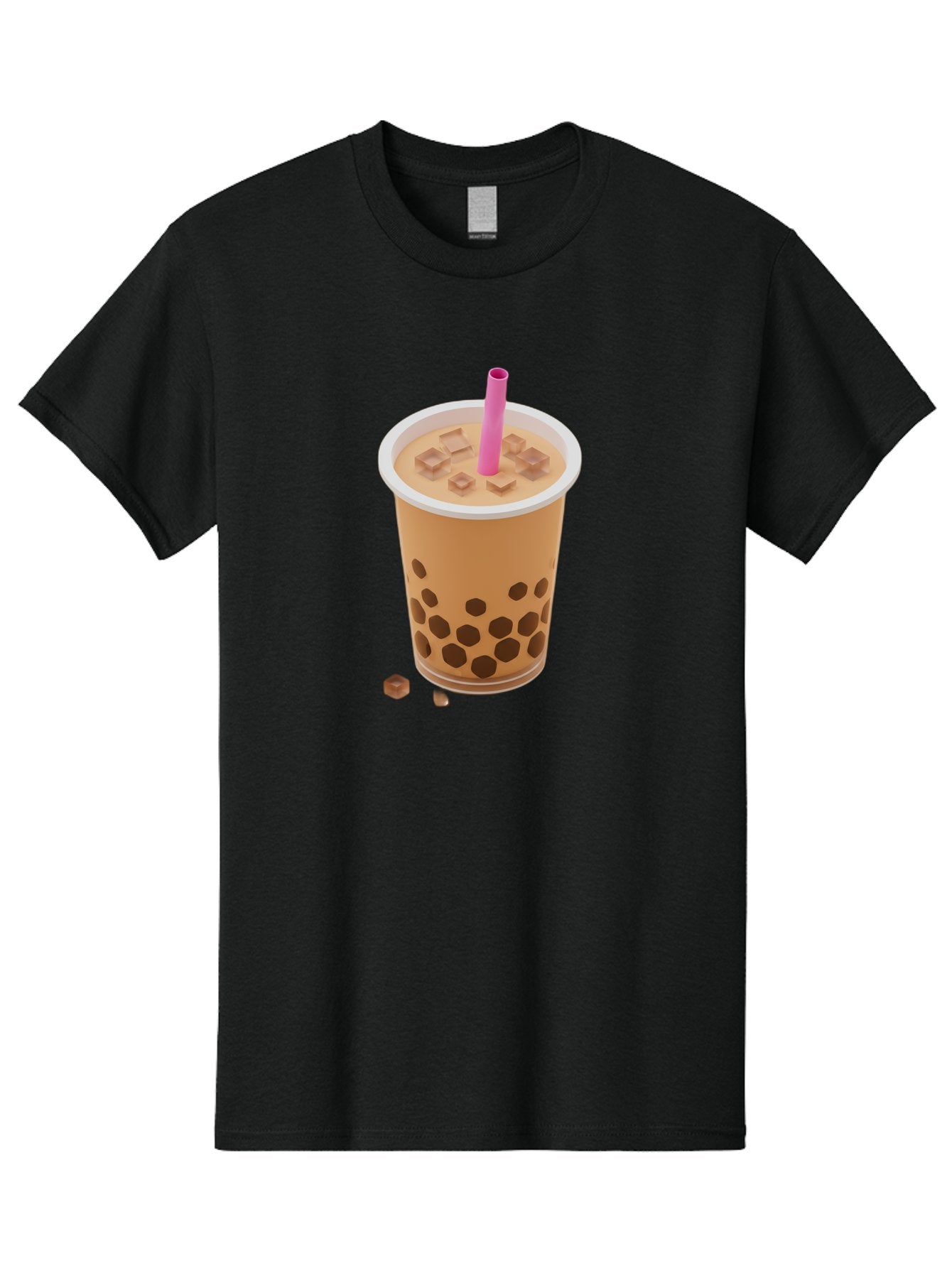 Boba-Tea-4 Men'S Graphic Tee, 100% Cotton, Comfortable Casual Summer Wear, Machine Washable, Boba Milk Tea, Bubble Tea, Milktea, Tapioca Pearls, Coffee Drink, Tea Beverage, Pink Straw, Brown Cubes, Trendy Drink, Refreshing Beverage, Bac662 10
