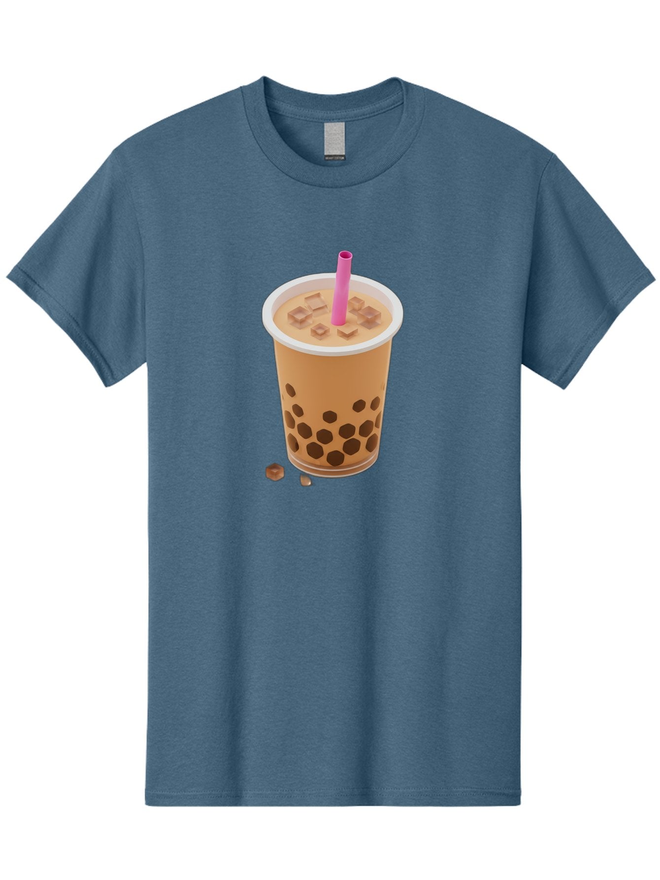 Boba-Tea-4 Men'S Graphic Tee, 100% Cotton, Comfortable Casual Summer Wear, Machine Washable, Boba Milk Tea, Bubble Tea, Milktea, Tapioca Pearls, Coffee Drink, Tea Beverage, Pink Straw, Brown Cubes, Trendy Drink, Refreshing Beverage, Bac662 7