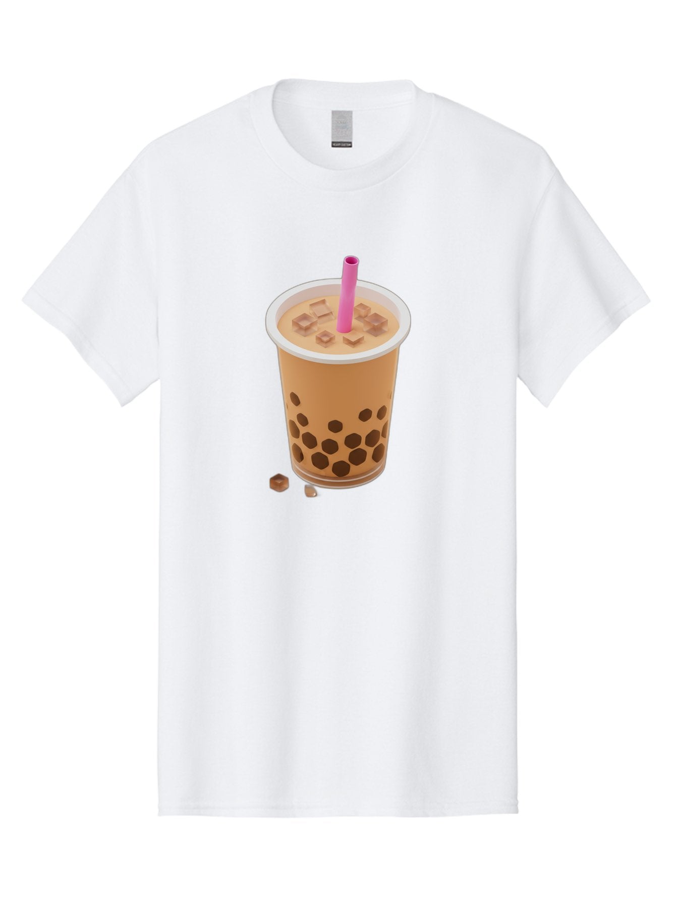 Boba-Tea-4 Men'S Graphic Tee, 100% Cotton, Comfortable Casual Summer Wear, Machine Washable, Boba Milk Tea, Bubble Tea, Milktea, Tapioca Pearls, Coffee Drink, Tea Beverage, Pink Straw, Brown Cubes, Trendy Drink, Refreshing Beverage, Bac662 8