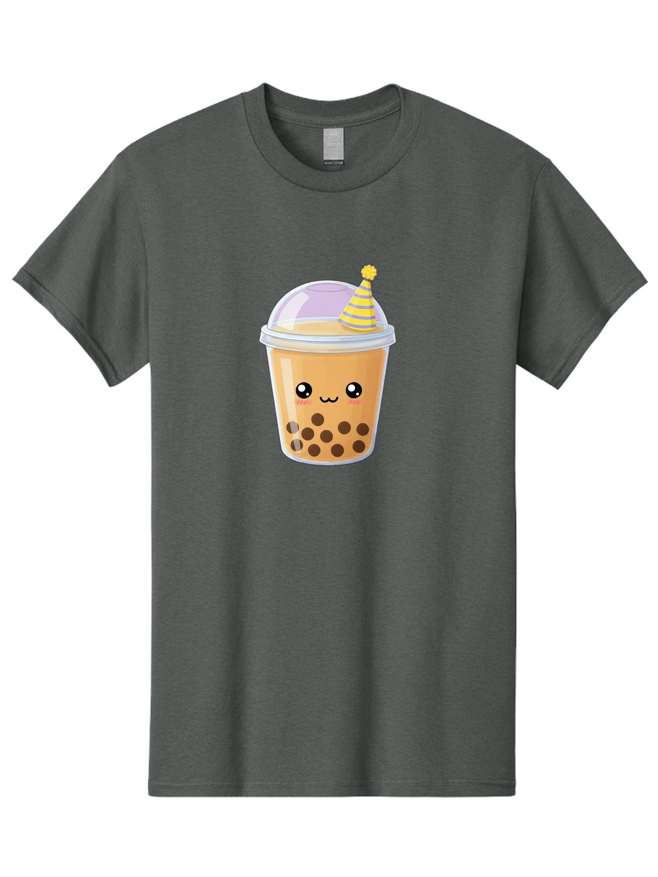 Boba-Tea-6 Men'S Graphic Tee, 100% Cotton, Comfortable Casual Summer Wear, Machine Washable, Bubble Tea, Boba Drink, Cartoon Character, Party Hat, Smiling Face, Tea Bubbles, Festive Drink, Cute Illustration, Kawaii Culture Bac664 6