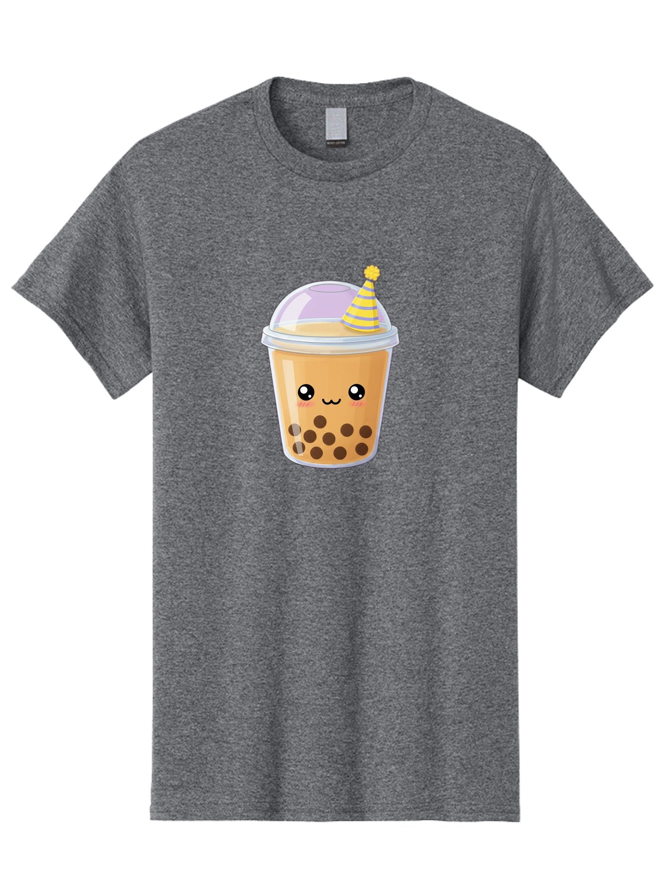 Boba-Tea-6 Men'S Graphic Tee, 100% Cotton, Comfortable Casual Summer Wear, Machine Washable, Bubble Tea, Boba Drink, Cartoon Character, Party Hat, Smiling Face, Tea Bubbles, Festive Drink, Cute Illustration, Kawaii Culture Bac664 14