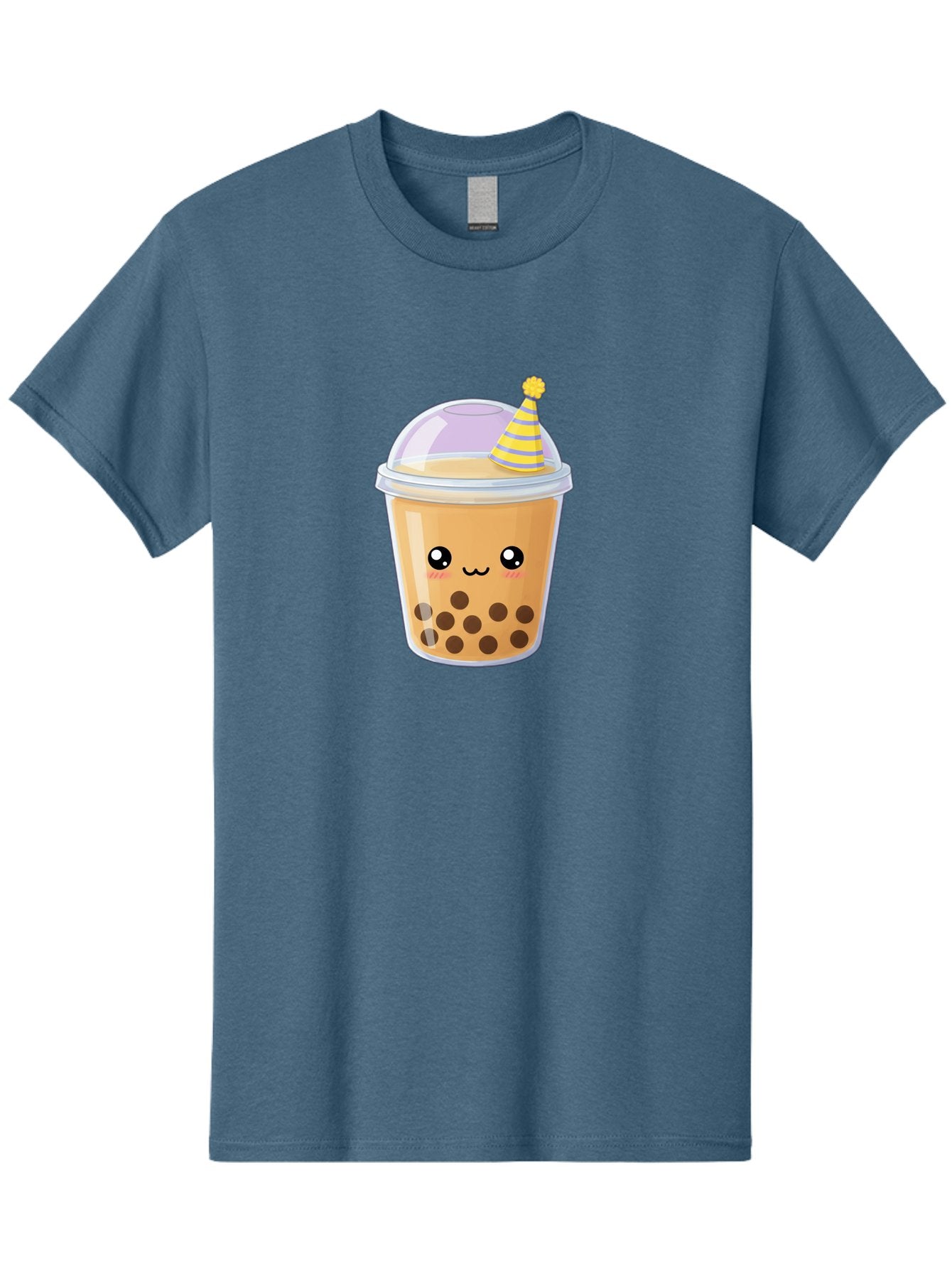 Boba-Tea-6 Men'S Graphic Tee, 100% Cotton, Comfortable Casual Summer Wear, Machine Washable, Bubble Tea, Boba Drink, Cartoon Character, Party Hat, Smiling Face, Tea Bubbles, Festive Drink, Cute Illustration, Kawaii Culture Bac664 12