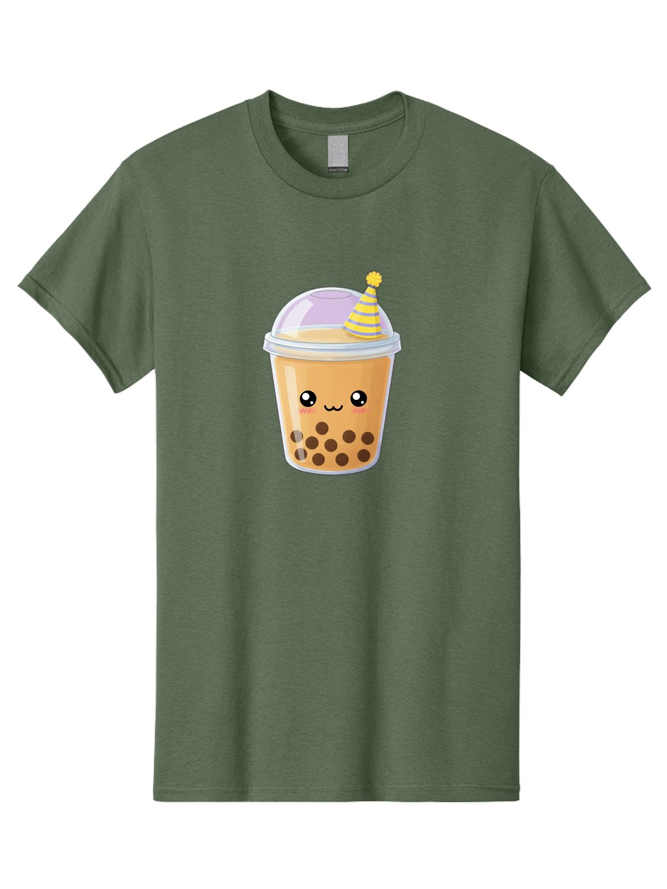Boba-Tea-6 Men'S Graphic Tee, 100% Cotton, Comfortable Casual Summer Wear, Machine Washable, Bubble Tea, Boba Drink, Cartoon Character, Party Hat, Smiling Face, Tea Bubbles, Festive Drink, Cute Illustration, Kawaii Culture Bac664 15