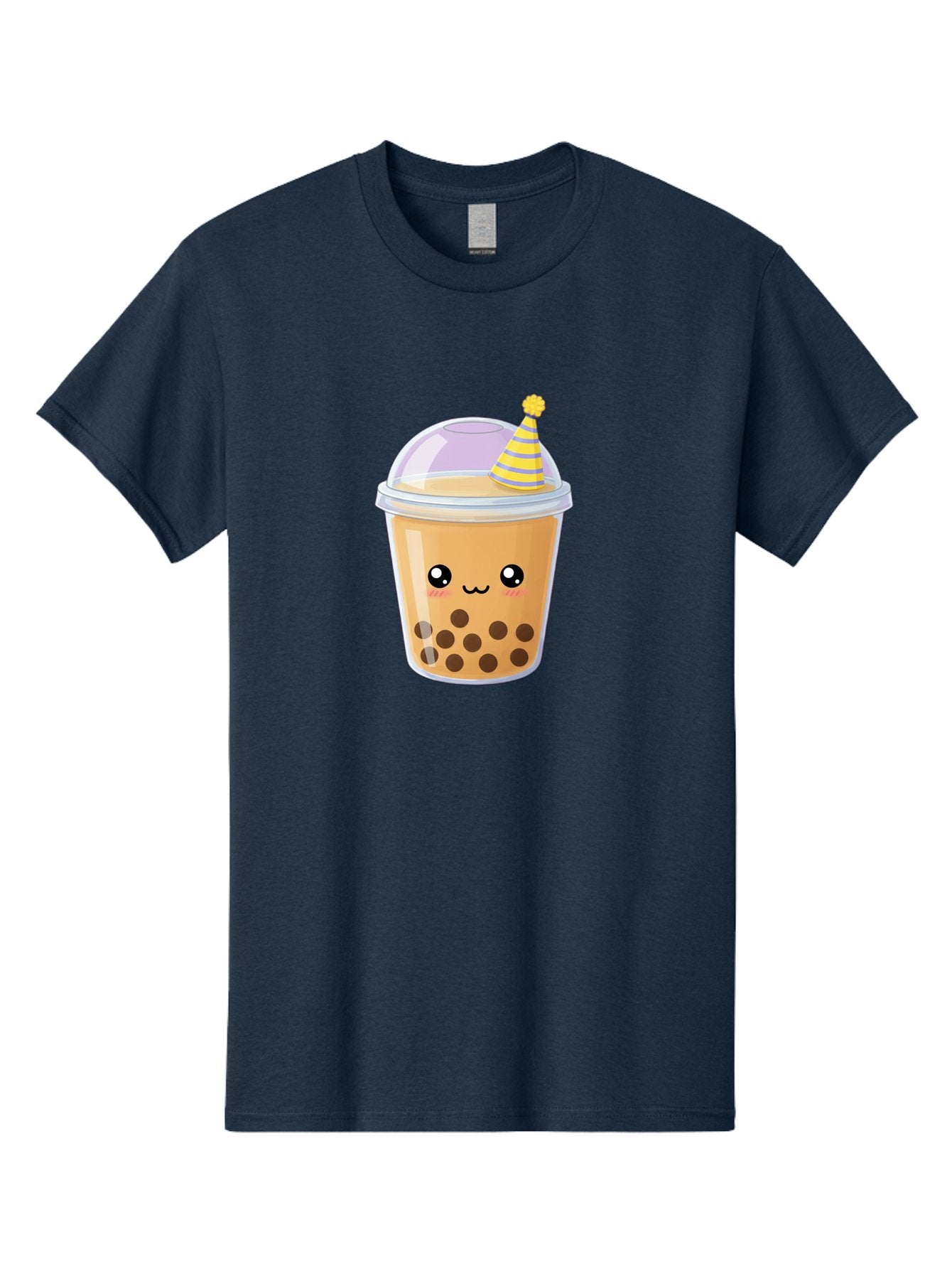 Boba-Tea-6 Men'S Graphic Tee, 100% Cotton, Comfortable Casual Summer Wear, Machine Washable, Bubble Tea, Boba Drink, Cartoon Character, Party Hat, Smiling Face, Tea Bubbles, Festive Drink, Cute Illustration, Kawaii Culture Bac664 13
