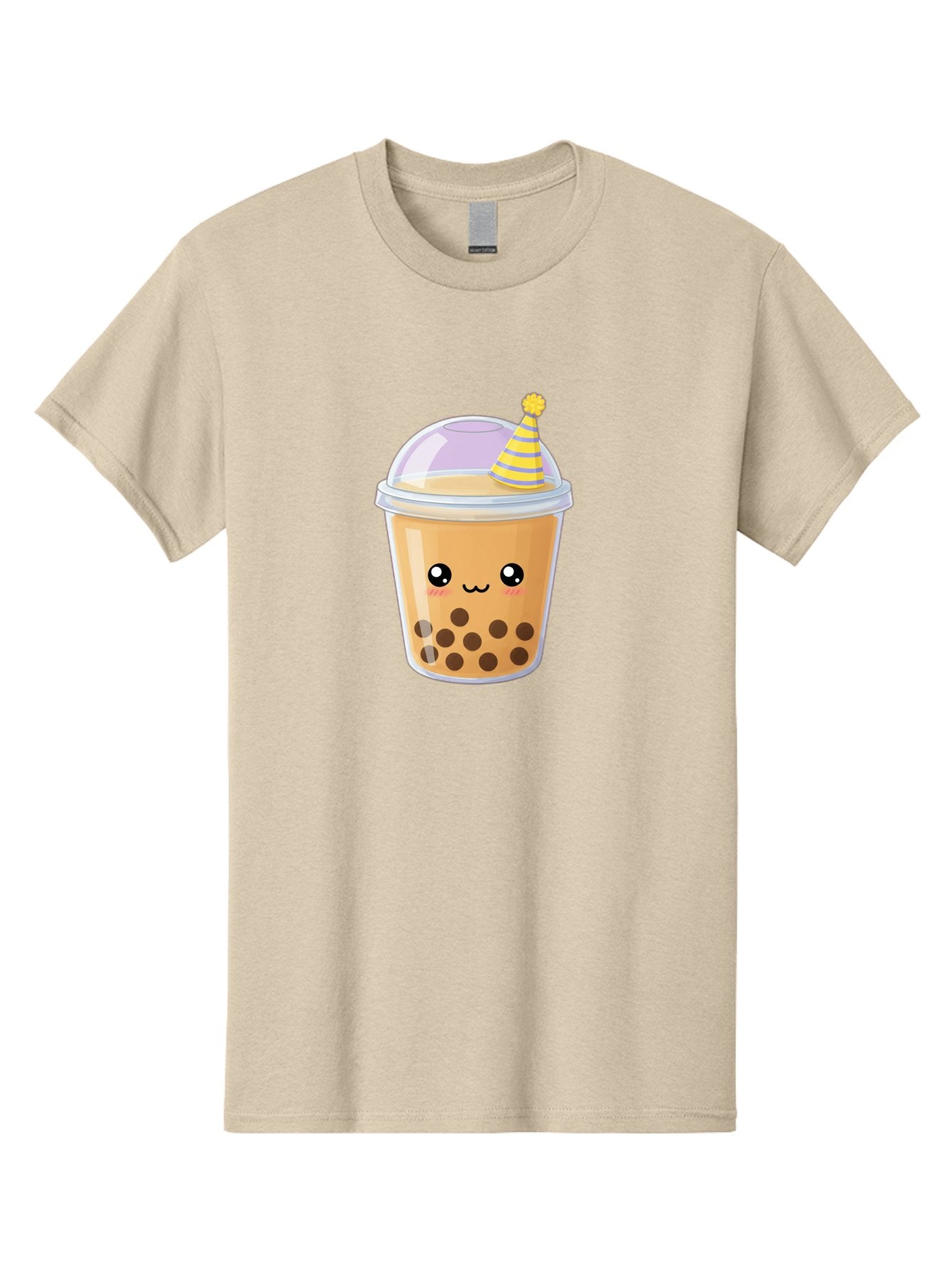 Boba-Tea-6 Men'S Graphic Tee, 100% Cotton, Comfortable Casual Summer Wear, Machine Washable, Bubble Tea, Boba Drink, Cartoon Character, Party Hat, Smiling Face, Tea Bubbles, Festive Drink, Cute Illustration, Kawaii Culture Bac664 7