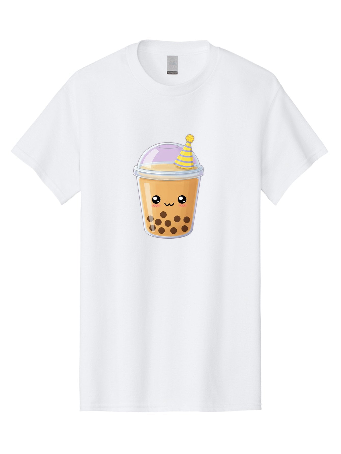 Boba-Tea-6 Men'S Graphic Tee, 100% Cotton, Comfortable Casual Summer Wear, Machine Washable, Bubble Tea, Boba Drink, Cartoon Character, Party Hat, Smiling Face, Tea Bubbles, Festive Drink, Cute Illustration, Kawaii Culture Bac664 9