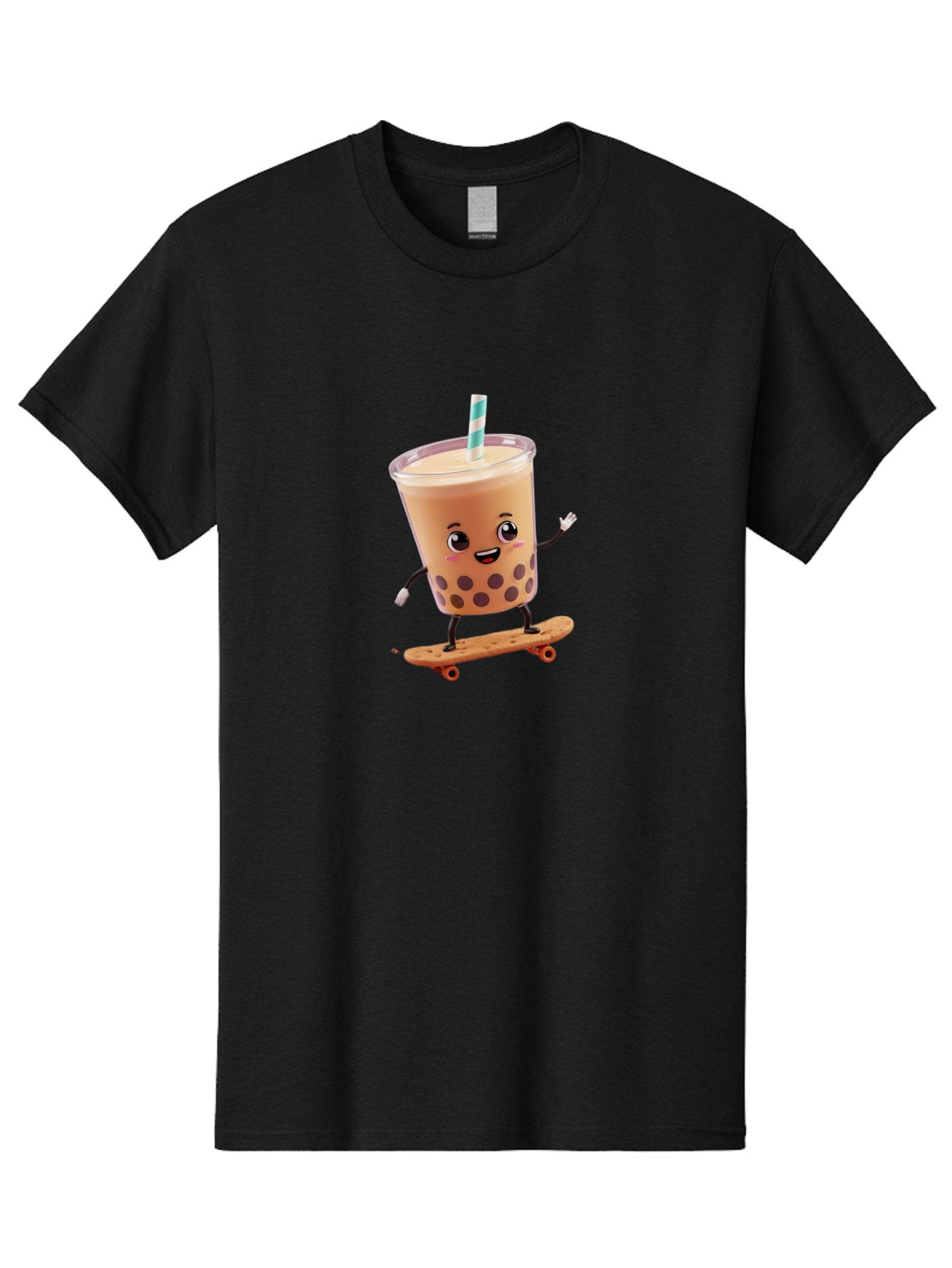 Boba-Tea-7 Men'S Graphic Tee, 100% Cotton, Comfortable Casual Summer Wear, Machine Washable, Boba Tea, Cartoon Character, Skateboarding, Fun Beverage, Playful Drink, Milk Tea, Tapioca Pearls, Smiling Face, Straw, Action Pose, Bac665 13