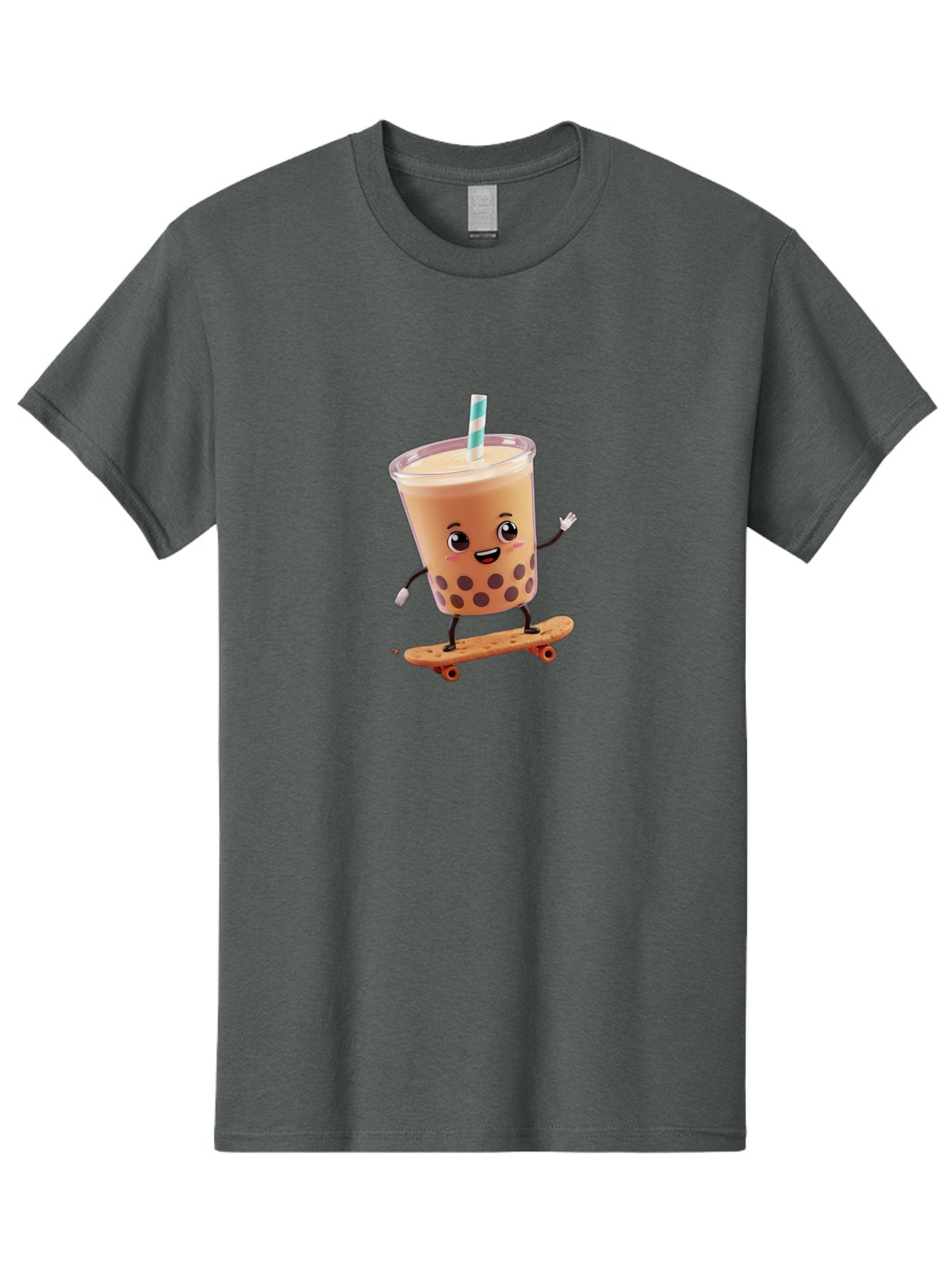 Boba-Tea-7 Men'S Graphic Tee, 100% Cotton, Comfortable Casual Summer Wear, Machine Washable, Boba Tea, Cartoon Character, Skateboarding, Fun Beverage, Playful Drink, Milk Tea, Tapioca Pearls, Smiling Face, Straw, Action Pose, Bac665 11